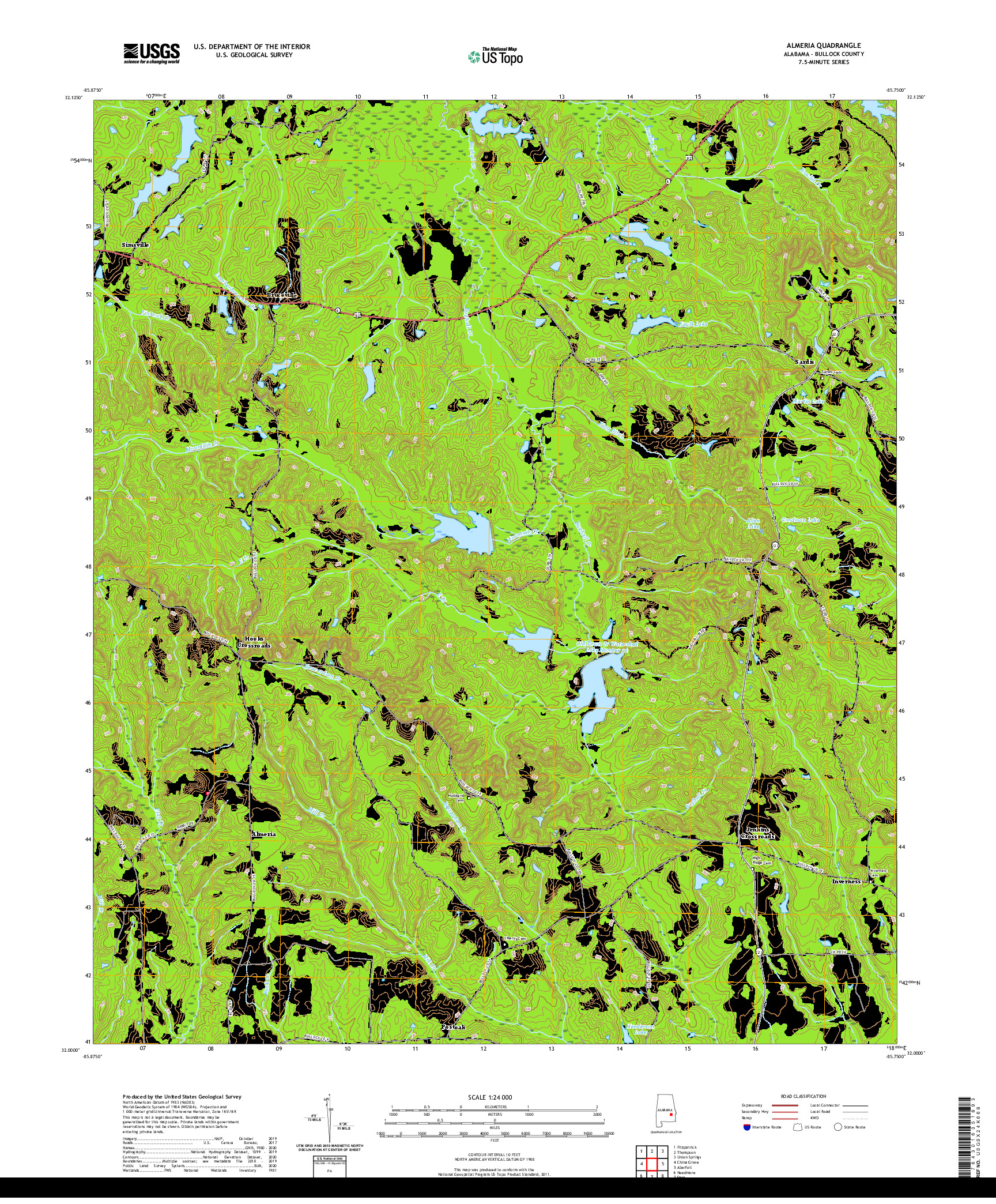 USGS US TOPO 7.5-MINUTE MAP FOR ALMERIA, AL 2020