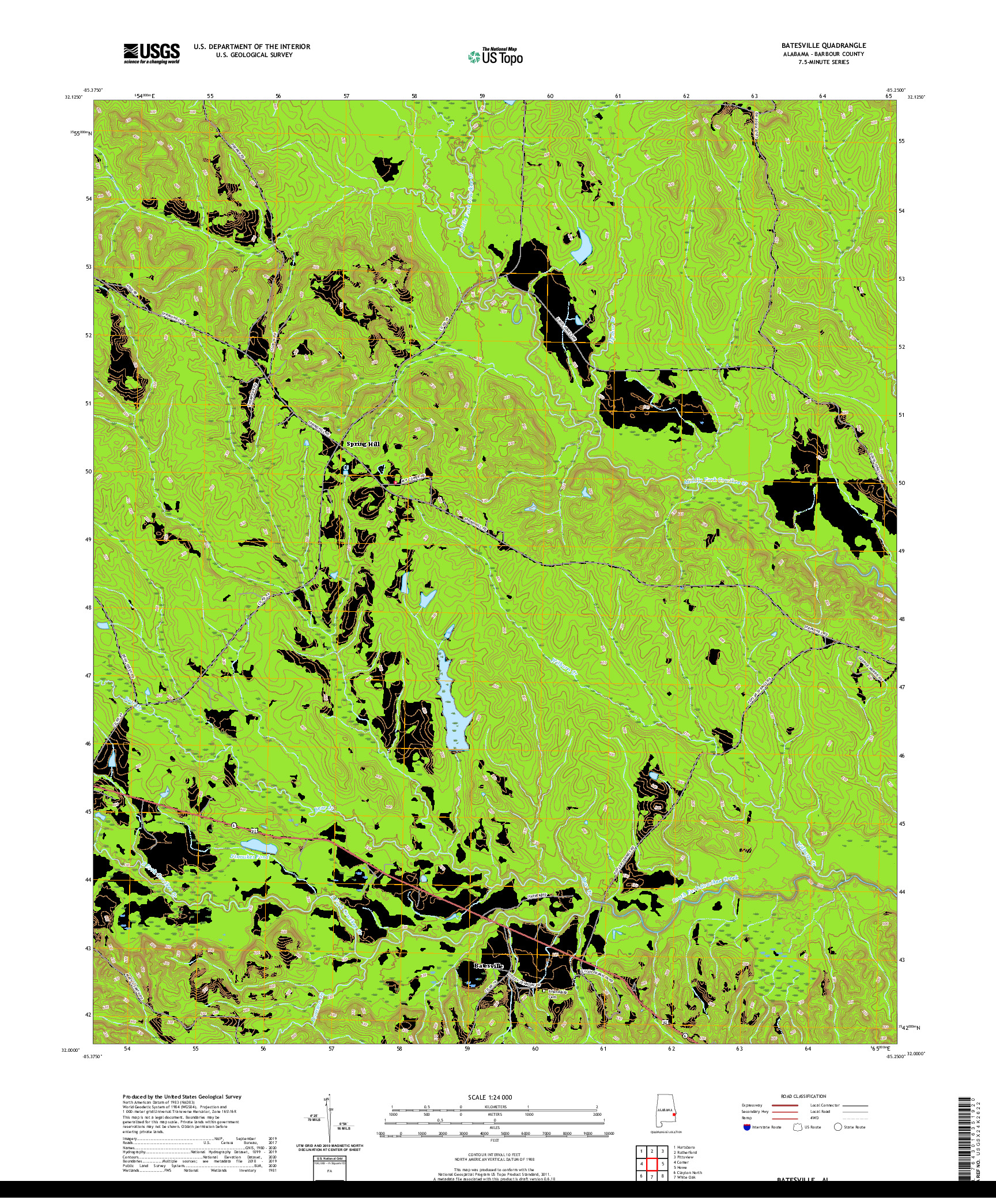 USGS US TOPO 7.5-MINUTE MAP FOR BATESVILLE, AL 2020