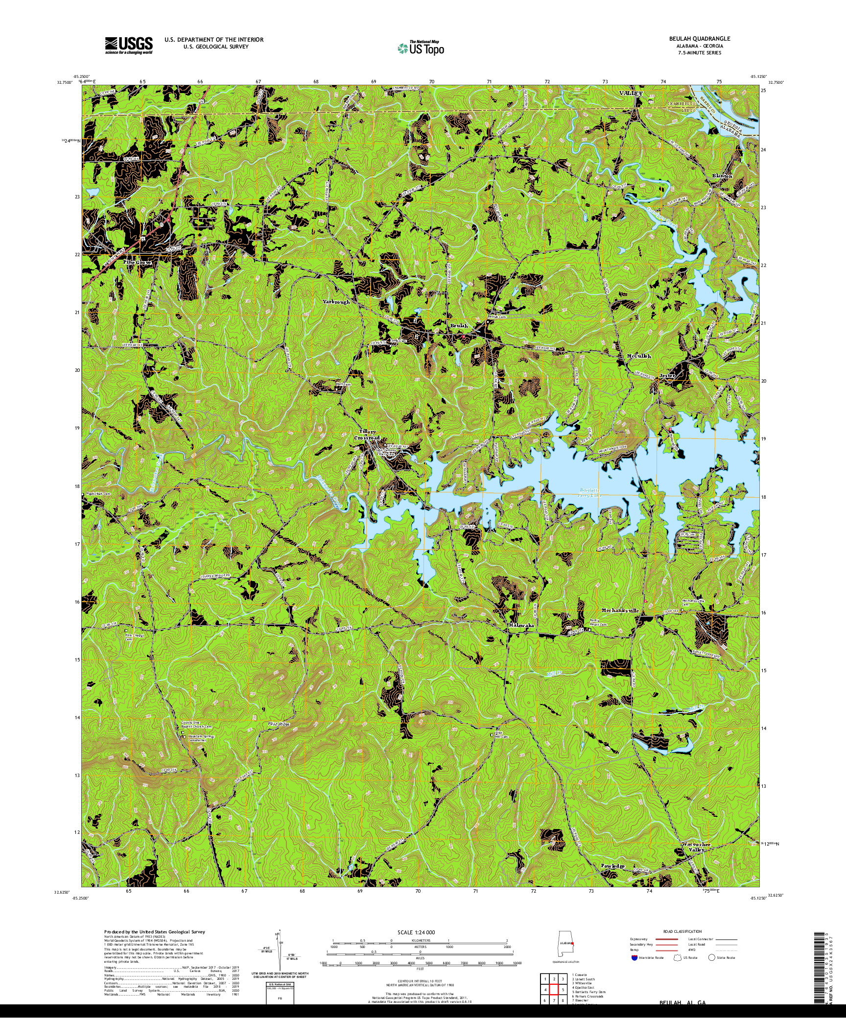 USGS US TOPO 7.5-MINUTE MAP FOR BEULAH, AL,GA 2020