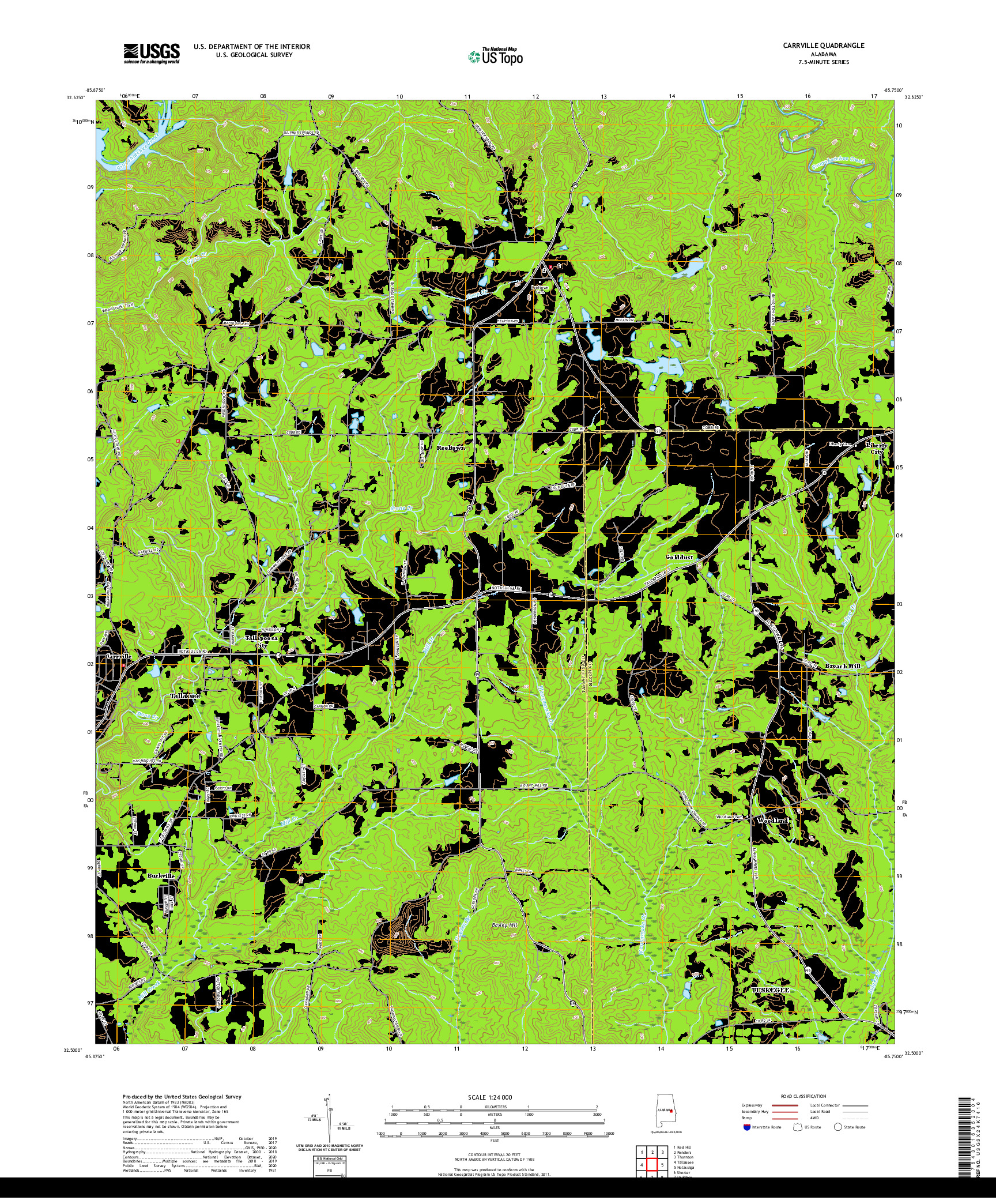USGS US TOPO 7.5-MINUTE MAP FOR CARRVILLE, AL 2020