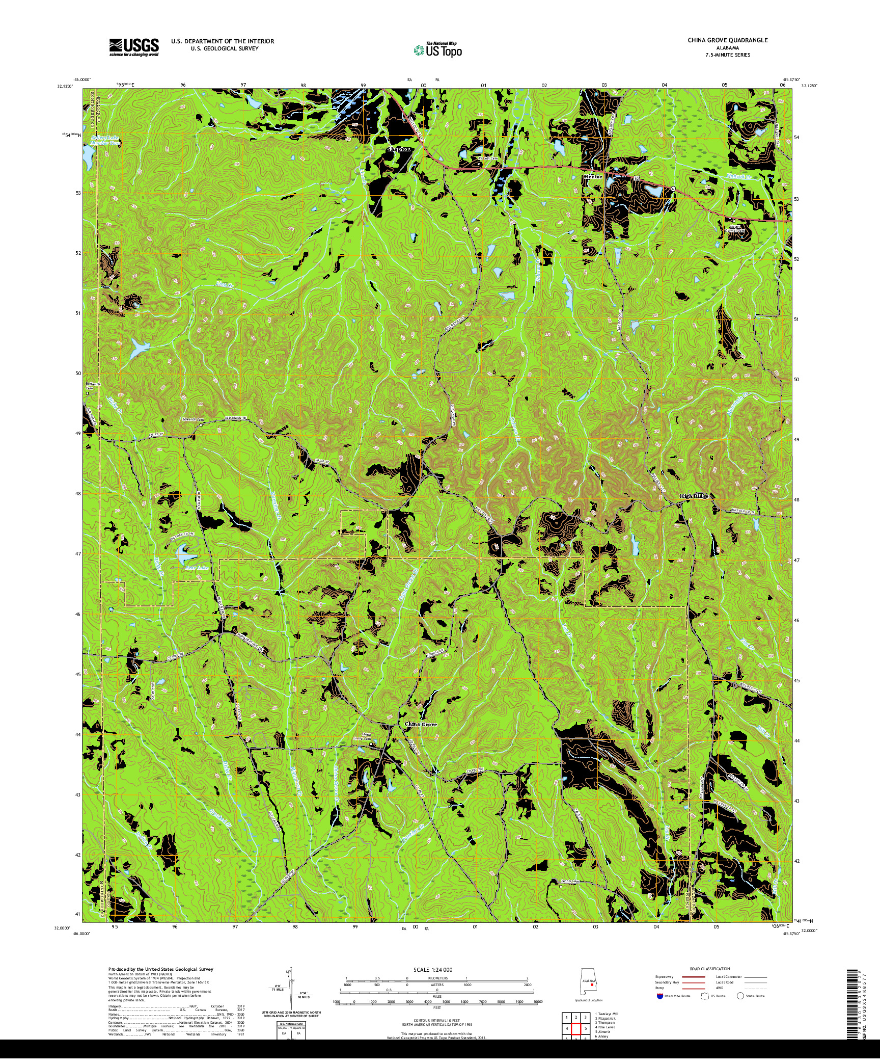 USGS US TOPO 7.5-MINUTE MAP FOR CHINA GROVE, AL 2020