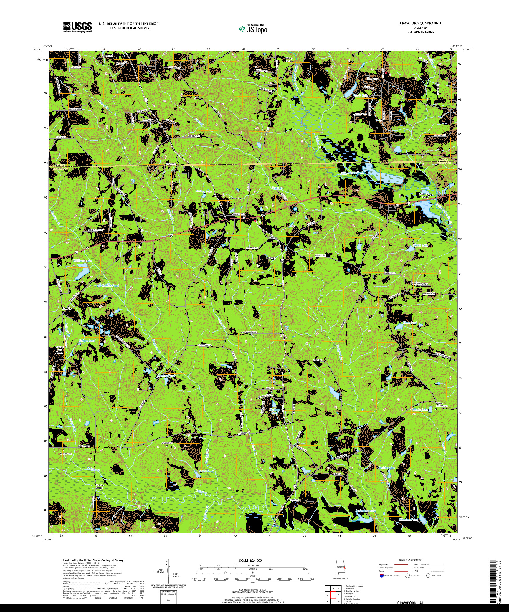 USGS US TOPO 7.5-MINUTE MAP FOR CRAWFORD, AL 2020