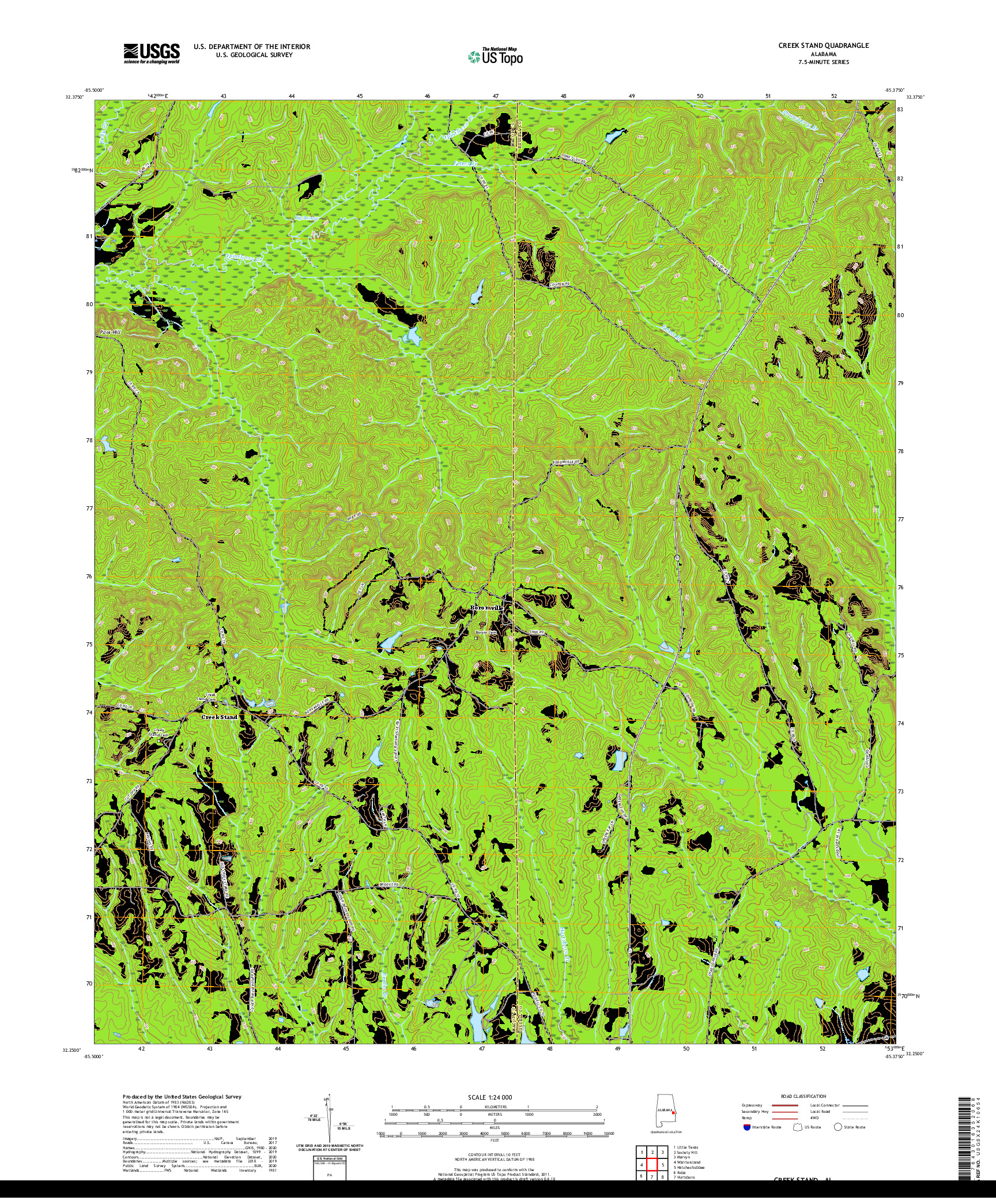 USGS US TOPO 7.5-MINUTE MAP FOR CREEK STAND, AL 2020