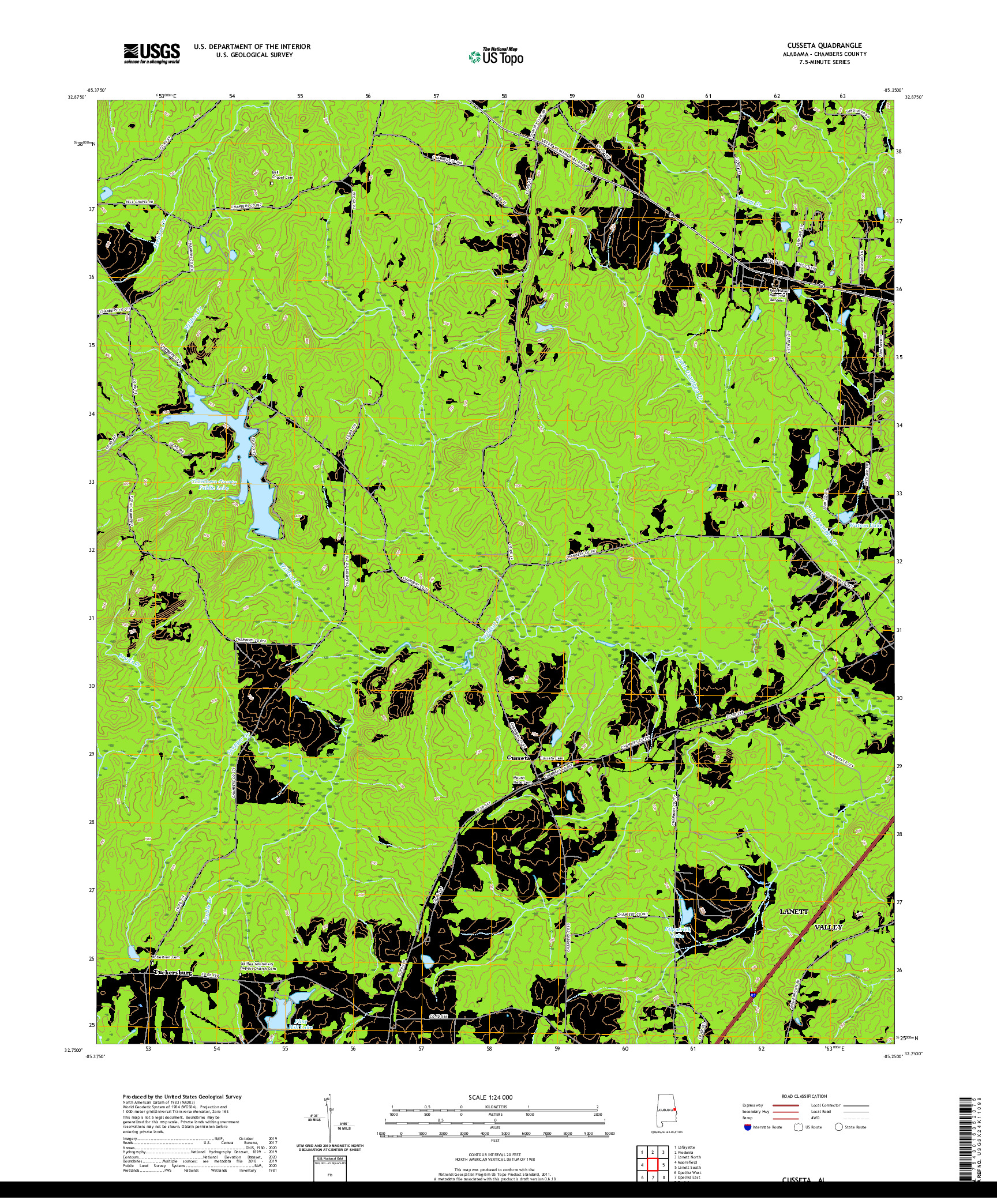 USGS US TOPO 7.5-MINUTE MAP FOR CUSSETA, AL 2020