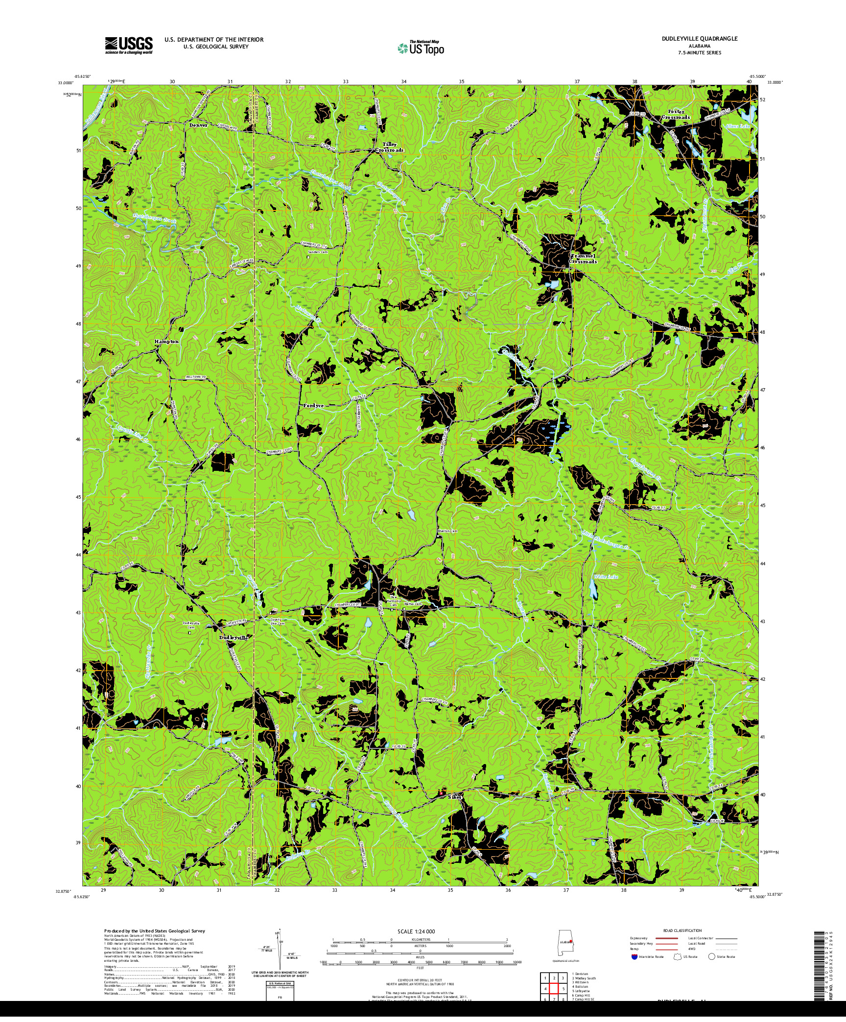 USGS US TOPO 7.5-MINUTE MAP FOR DUDLEYVILLE, AL 2020