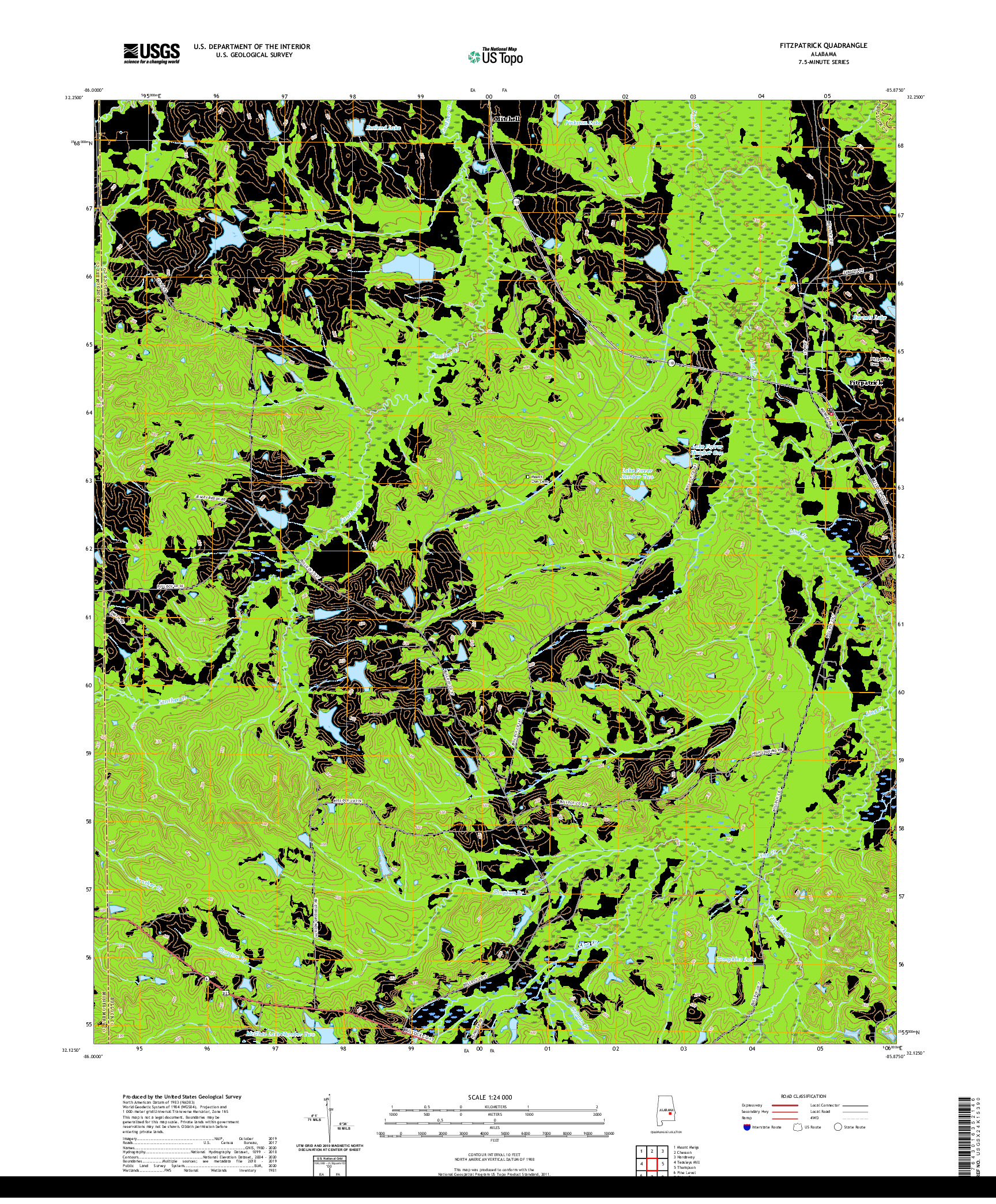 USGS US TOPO 7.5-MINUTE MAP FOR FITZPATRICK, AL 2020