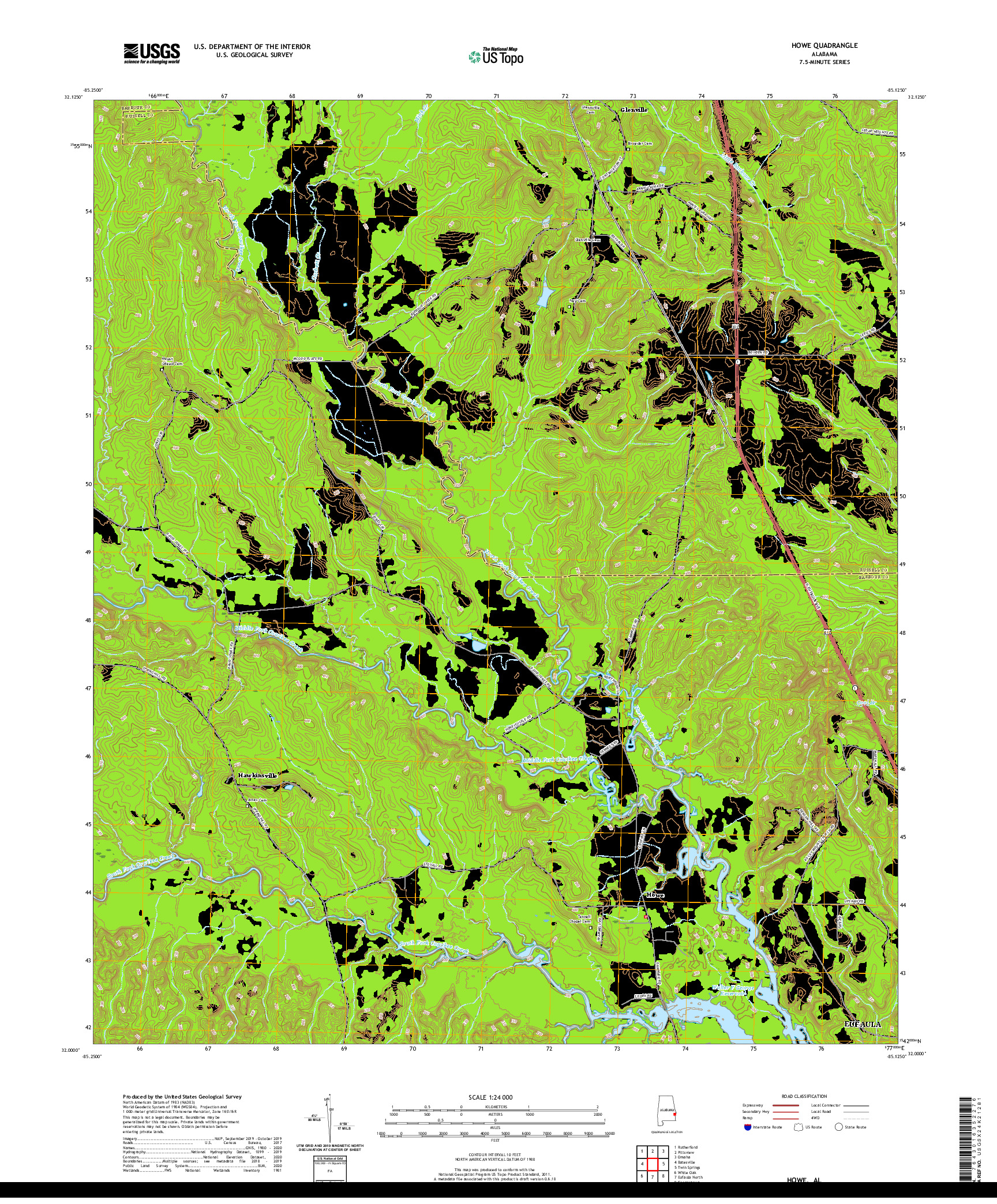 USGS US TOPO 7.5-MINUTE MAP FOR HOWE, AL 2020