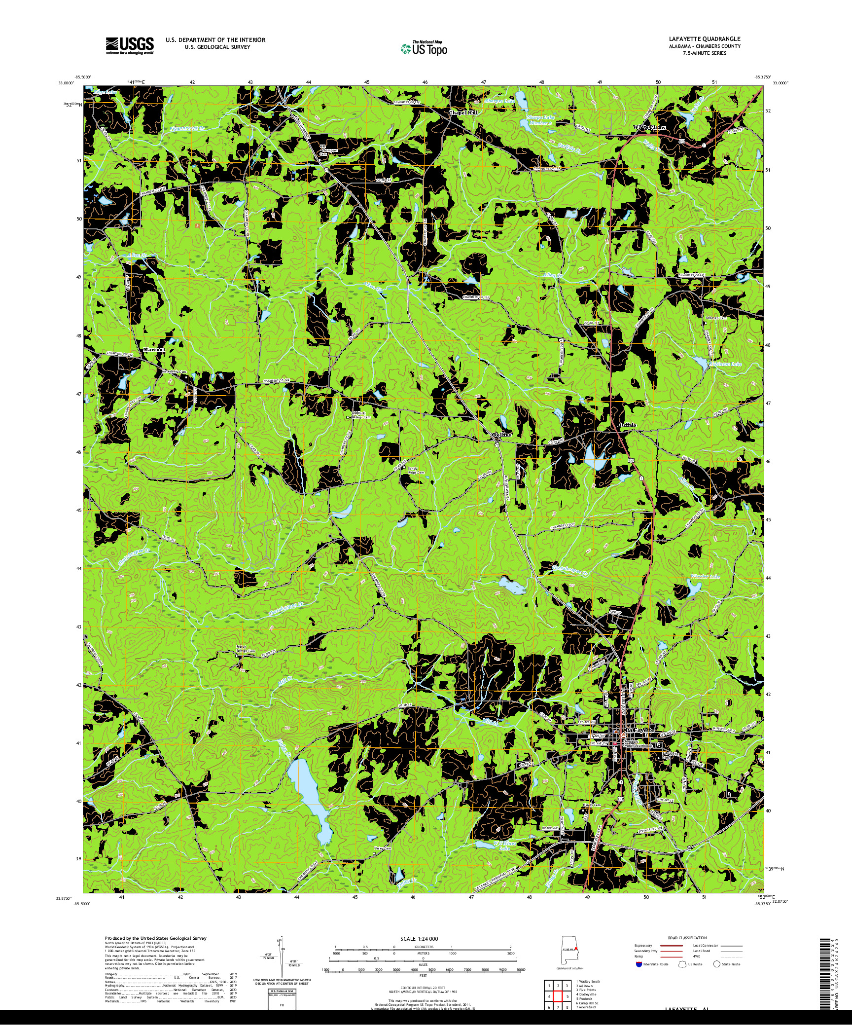 USGS US TOPO 7.5-MINUTE MAP FOR LAFAYETTE, AL 2020