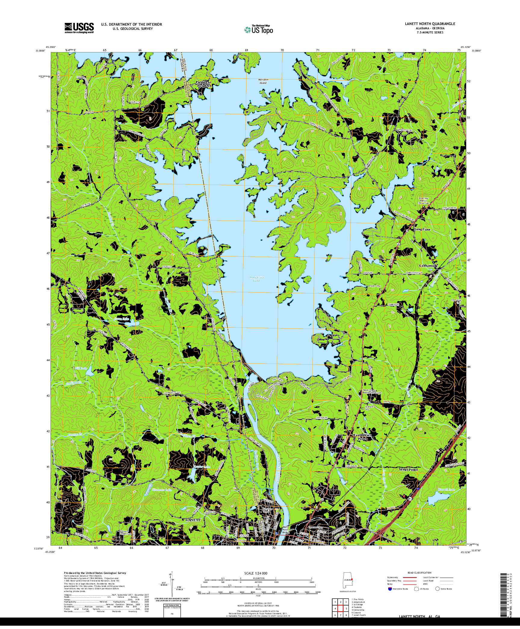 USGS US TOPO 7.5-MINUTE MAP FOR LANETT NORTH, AL,GA 2020