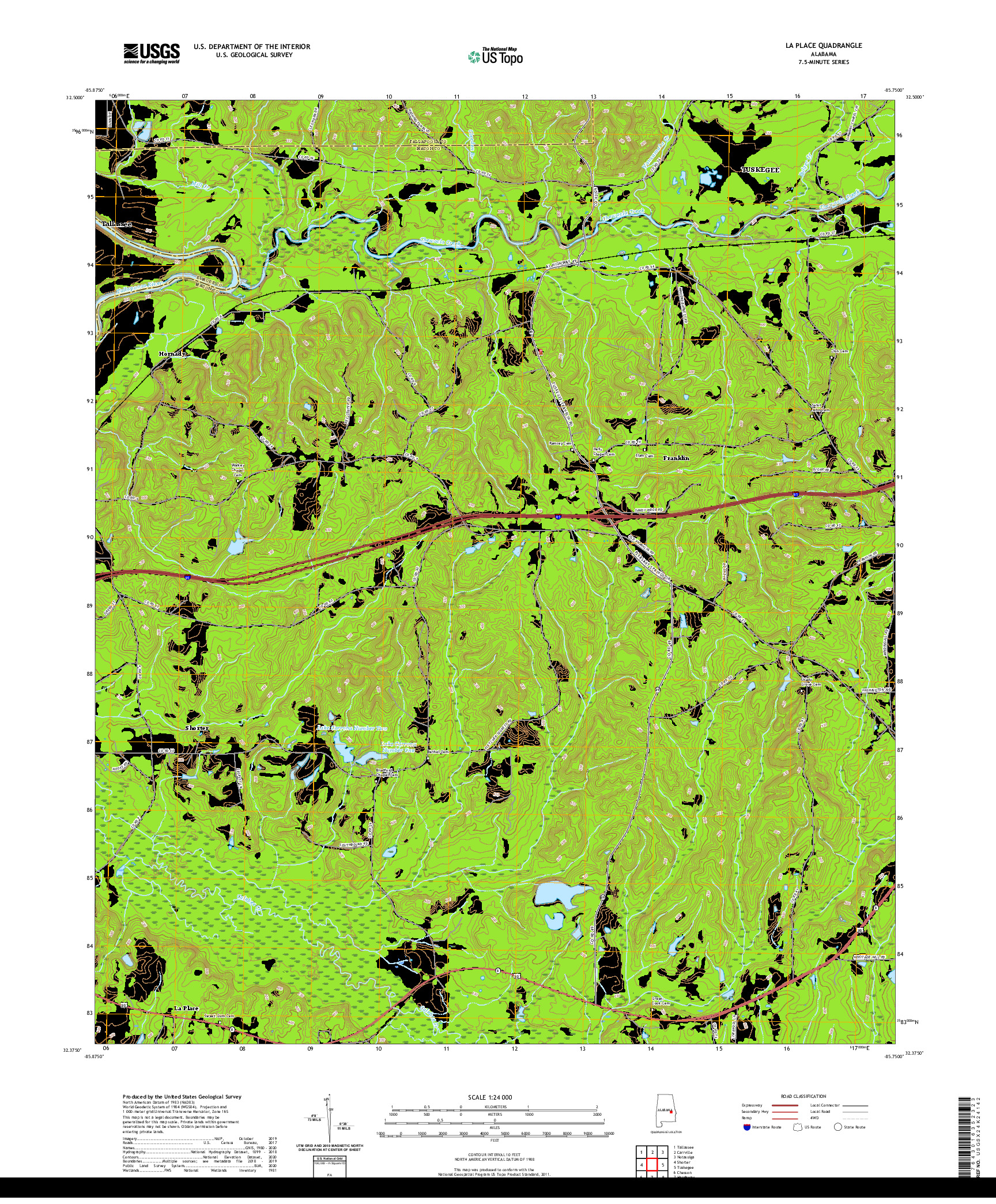 USGS US TOPO 7.5-MINUTE MAP FOR LA PLACE, AL 2020