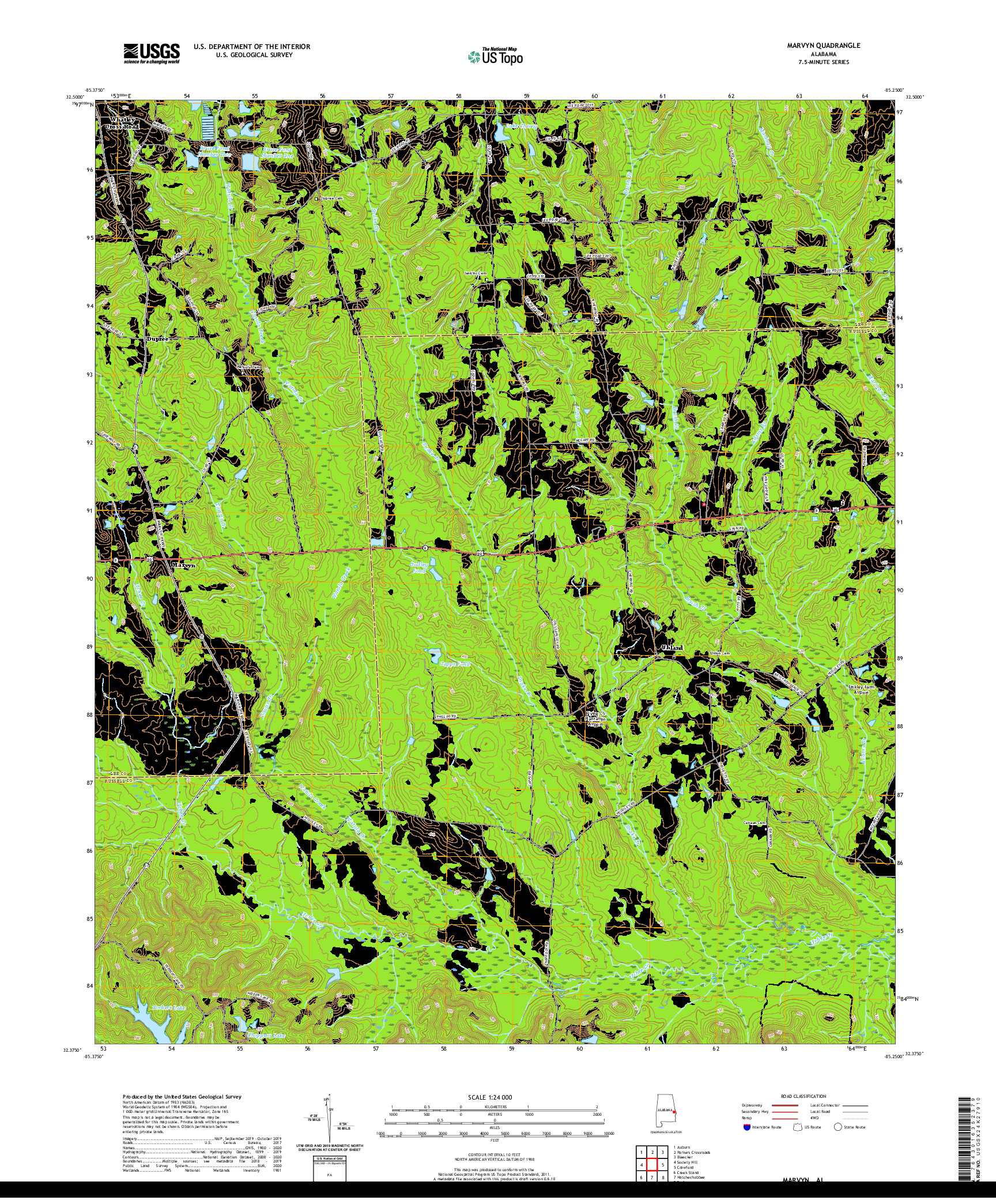 USGS US TOPO 7.5-MINUTE MAP FOR MARVYN, AL 2020