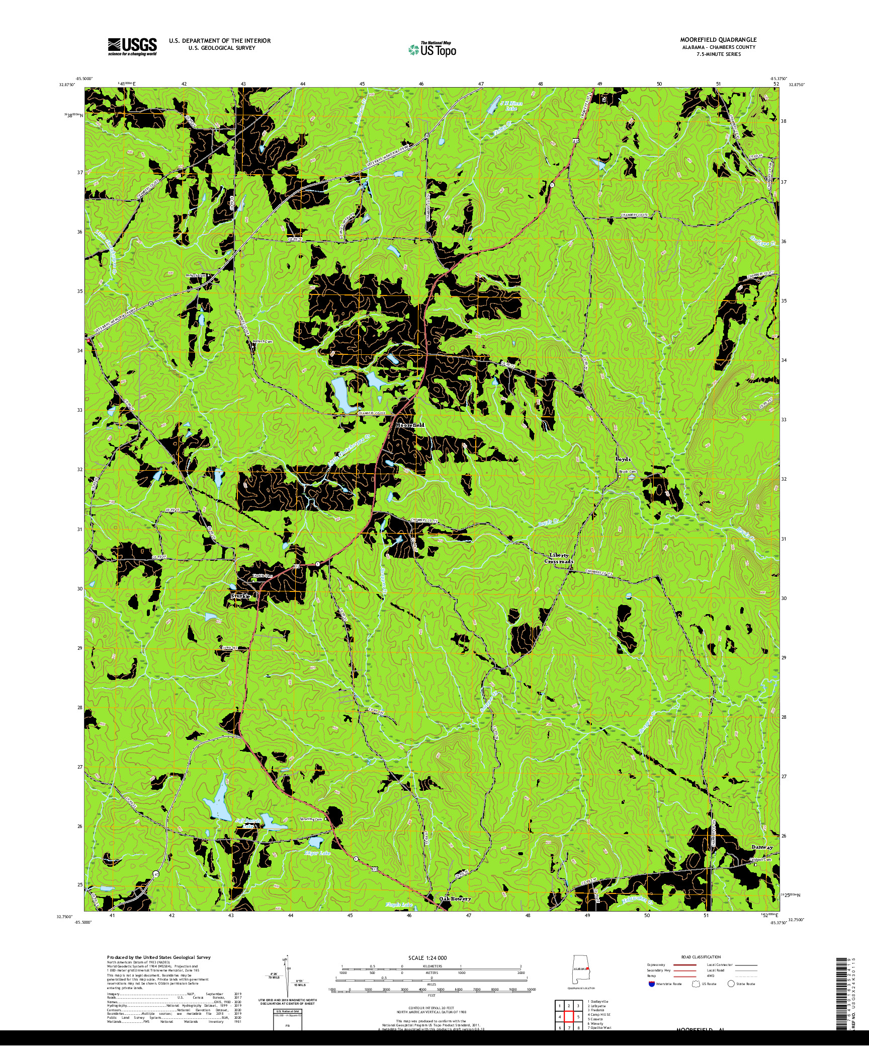 USGS US TOPO 7.5-MINUTE MAP FOR MOOREFIELD, AL 2020