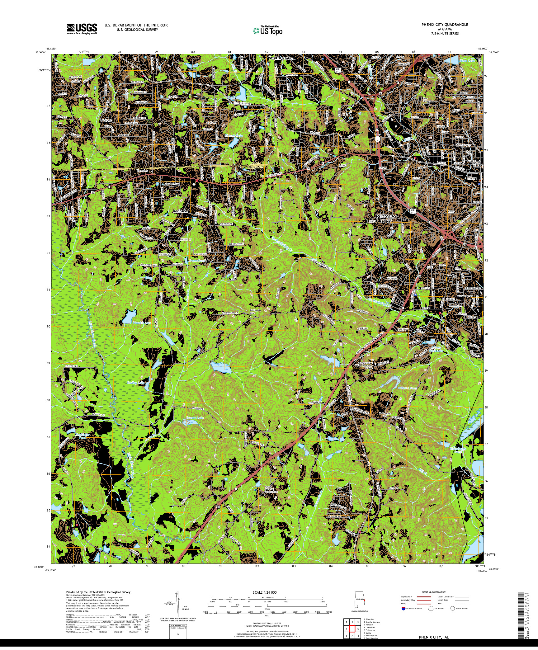 USGS US TOPO 7.5-MINUTE MAP FOR PHENIX CITY, AL 2020