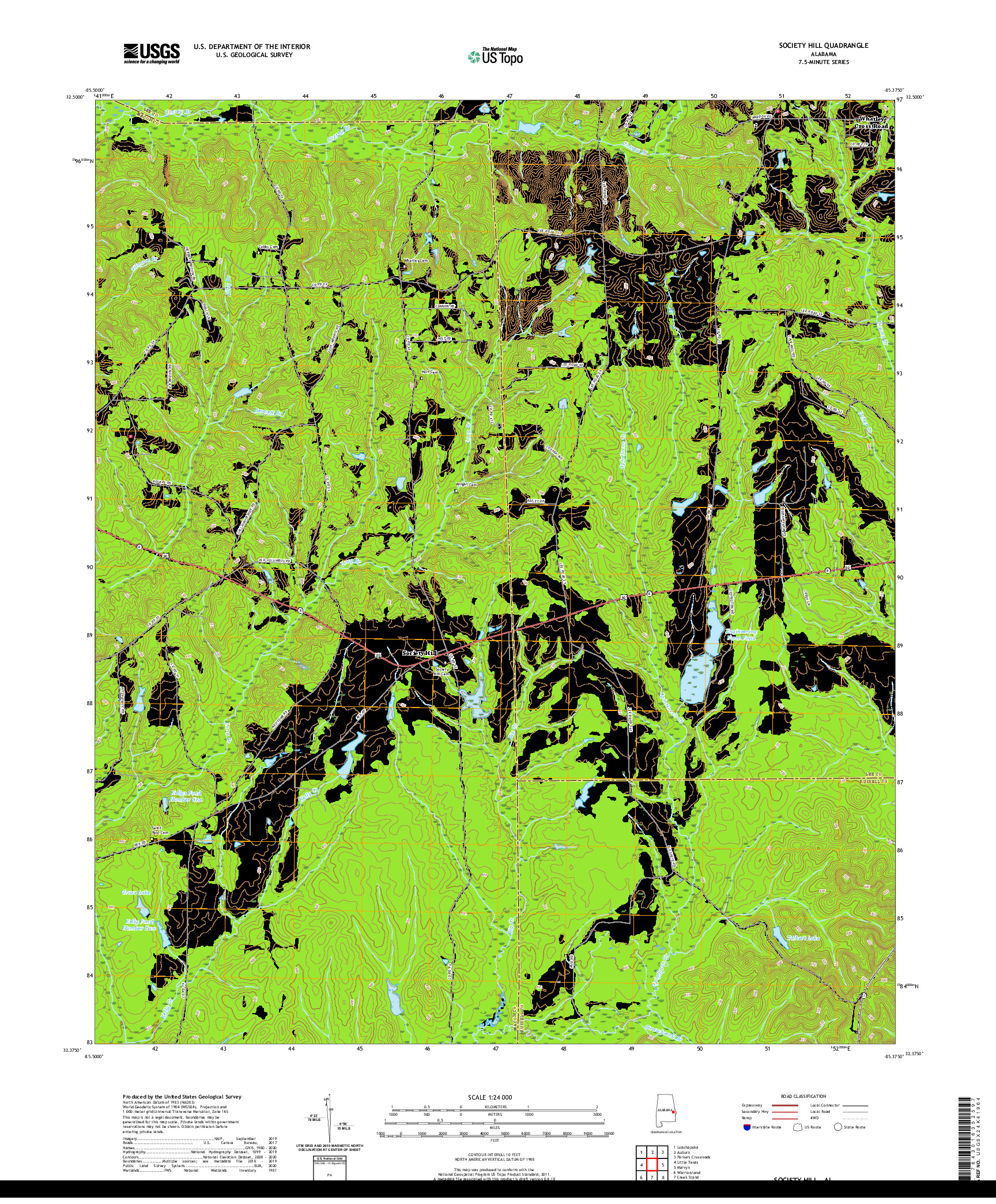 USGS US TOPO 7.5-MINUTE MAP FOR SOCIETY HILL, AL 2020