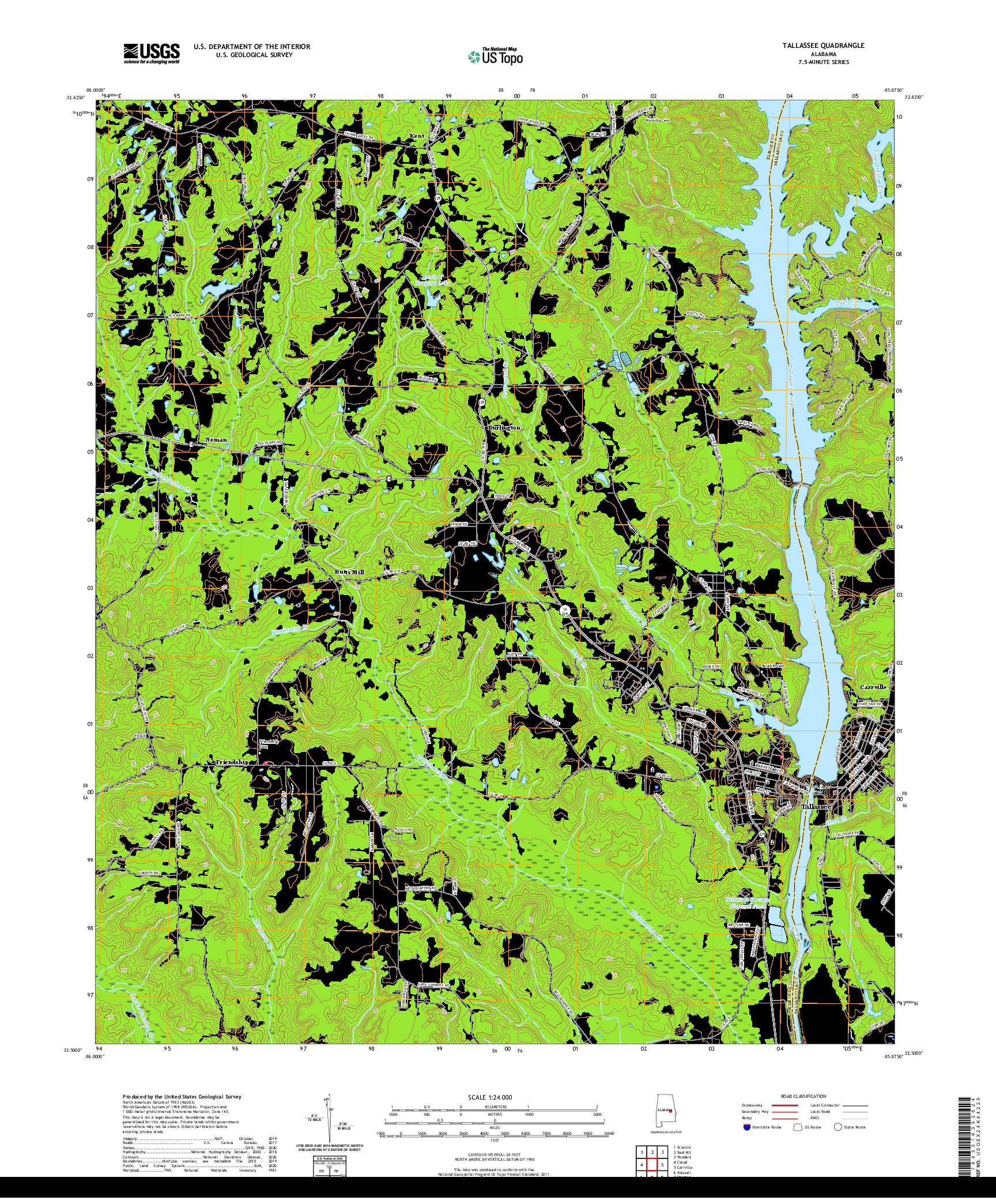 USGS US TOPO 7.5-MINUTE MAP FOR TALLASSEE, AL 2020