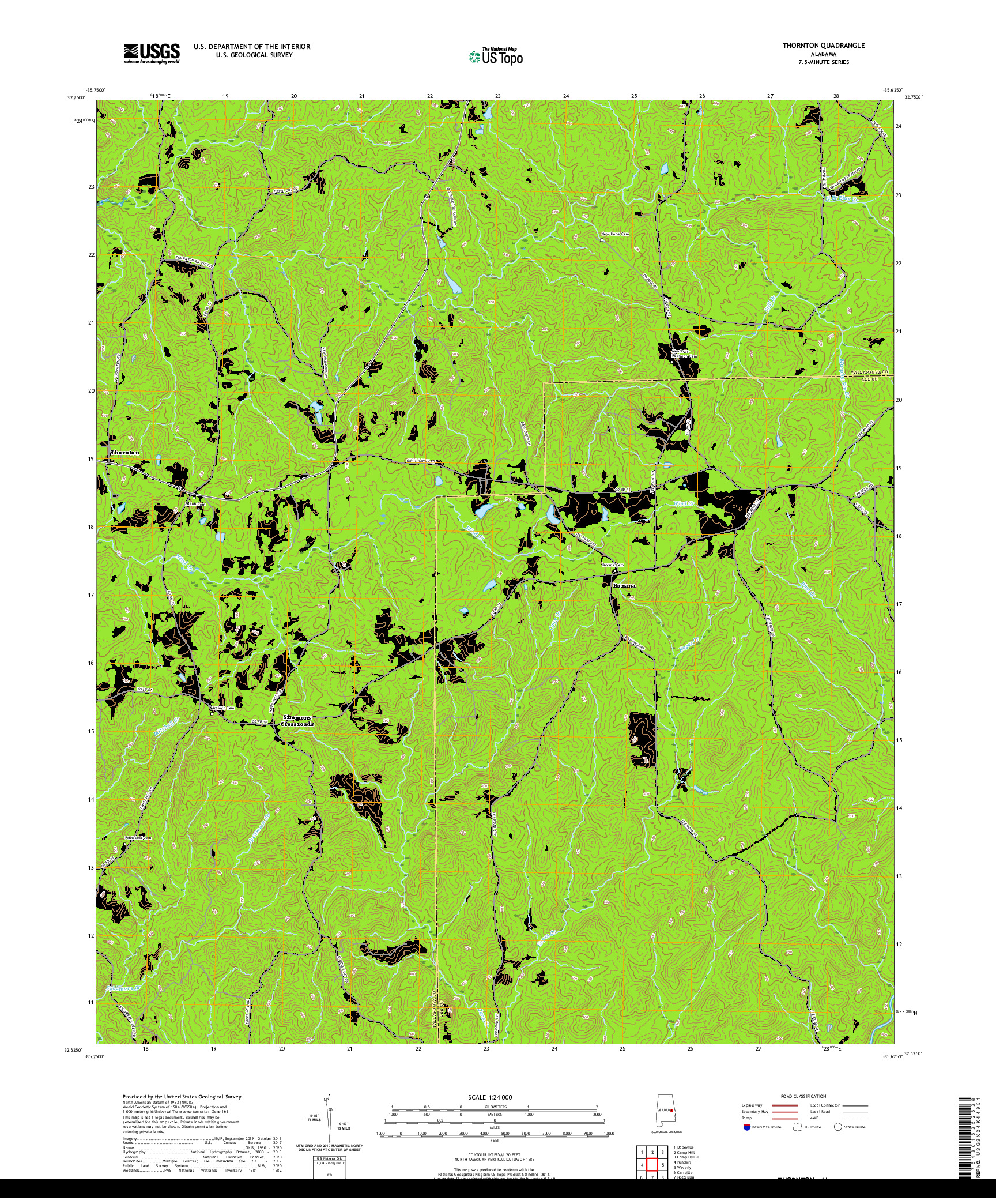 USGS US TOPO 7.5-MINUTE MAP FOR THORNTON, AL 2020