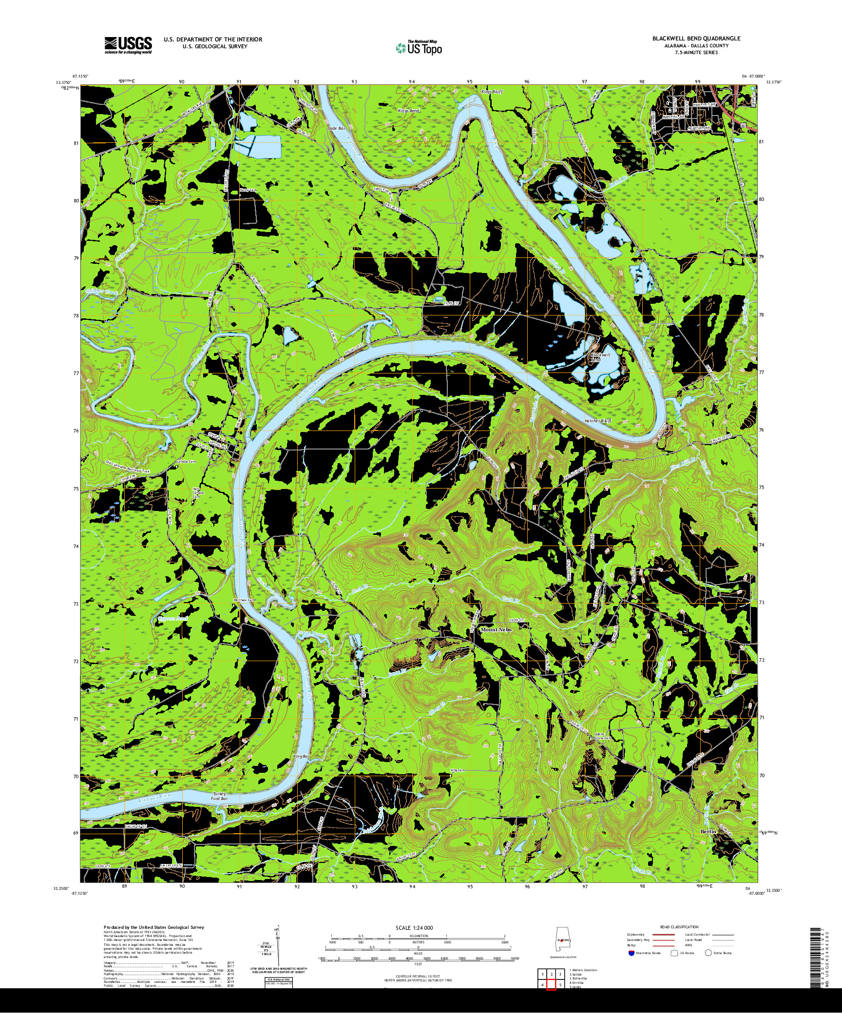 USGS US TOPO 7.5-MINUTE MAP FOR BLACKWELL BEND, AL 2020