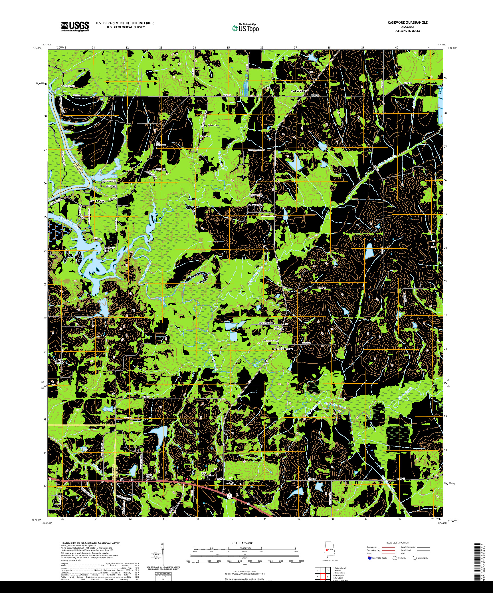 USGS US TOPO 7.5-MINUTE MAP FOR CASEMORE, AL 2020