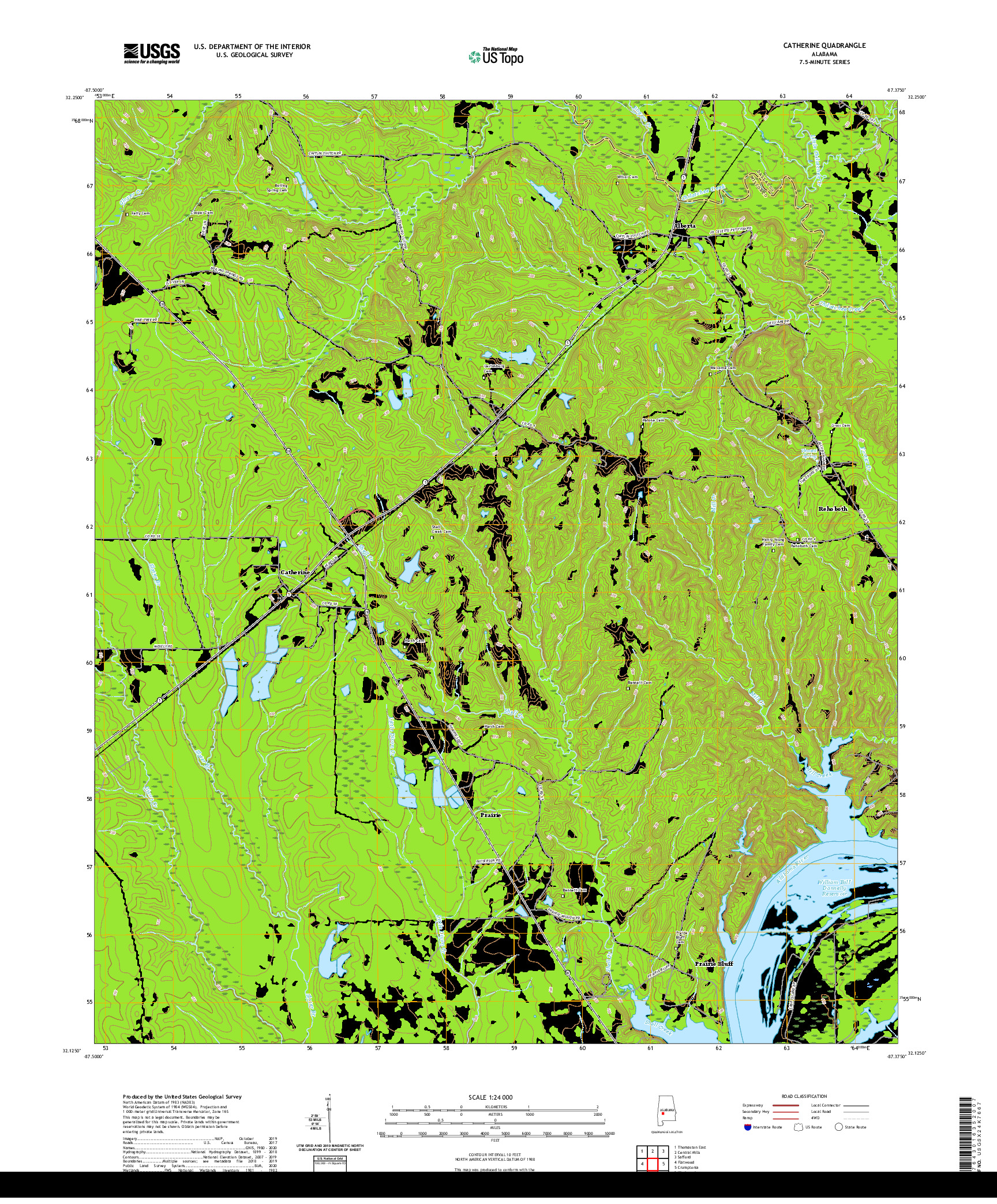 USGS US TOPO 7.5-MINUTE MAP FOR CATHERINE, AL 2020