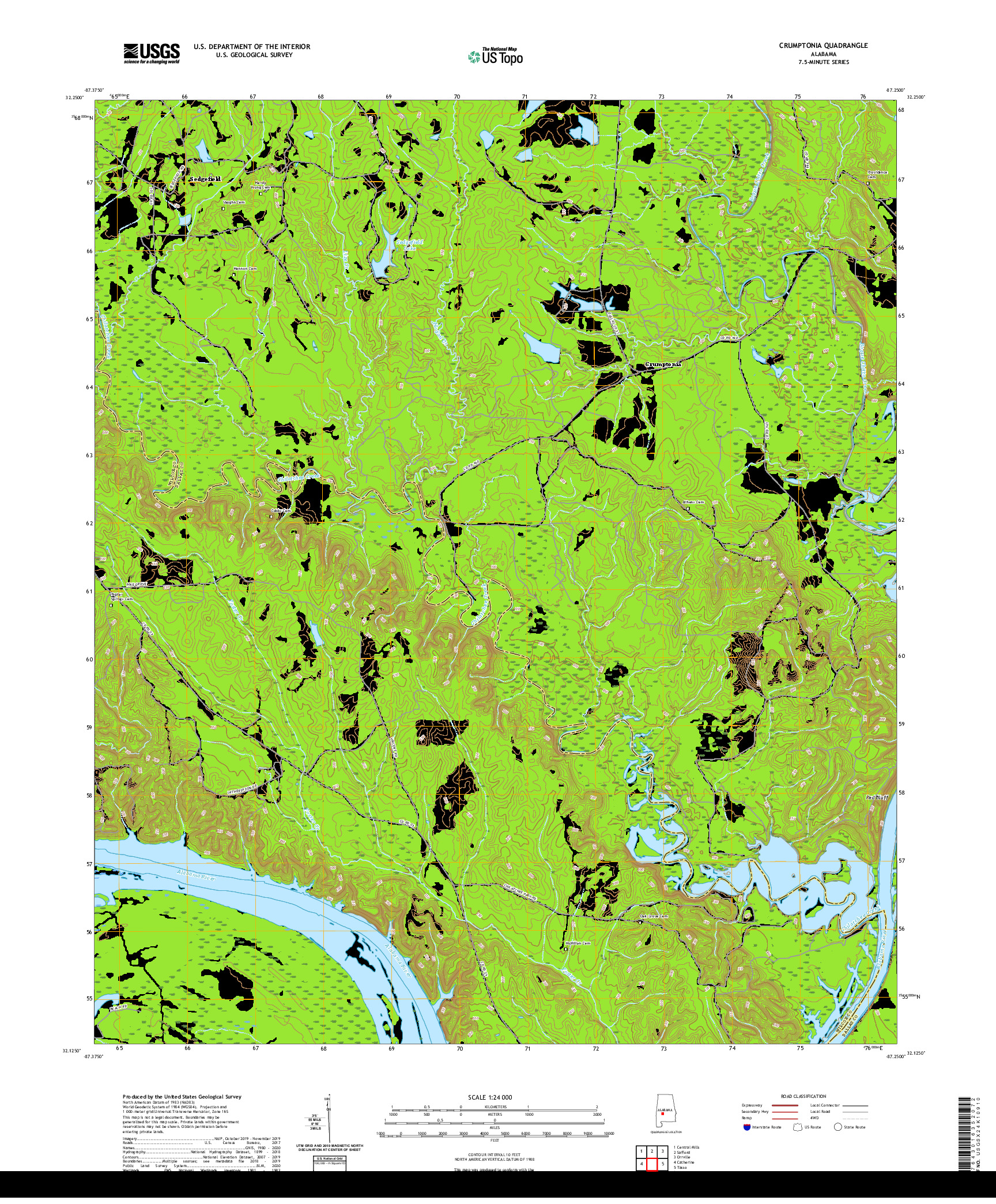 USGS US TOPO 7.5-MINUTE MAP FOR CRUMPTONIA, AL 2020