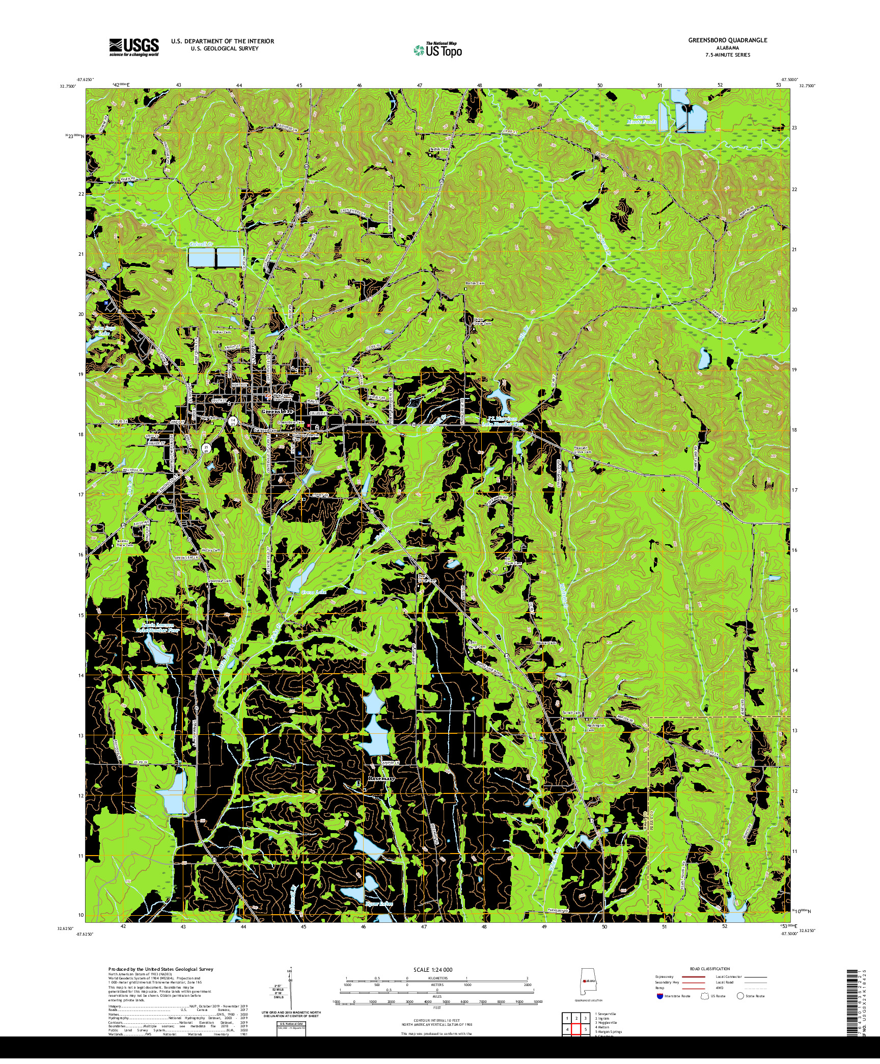 USGS US TOPO 7.5-MINUTE MAP FOR GREENSBORO, AL 2020