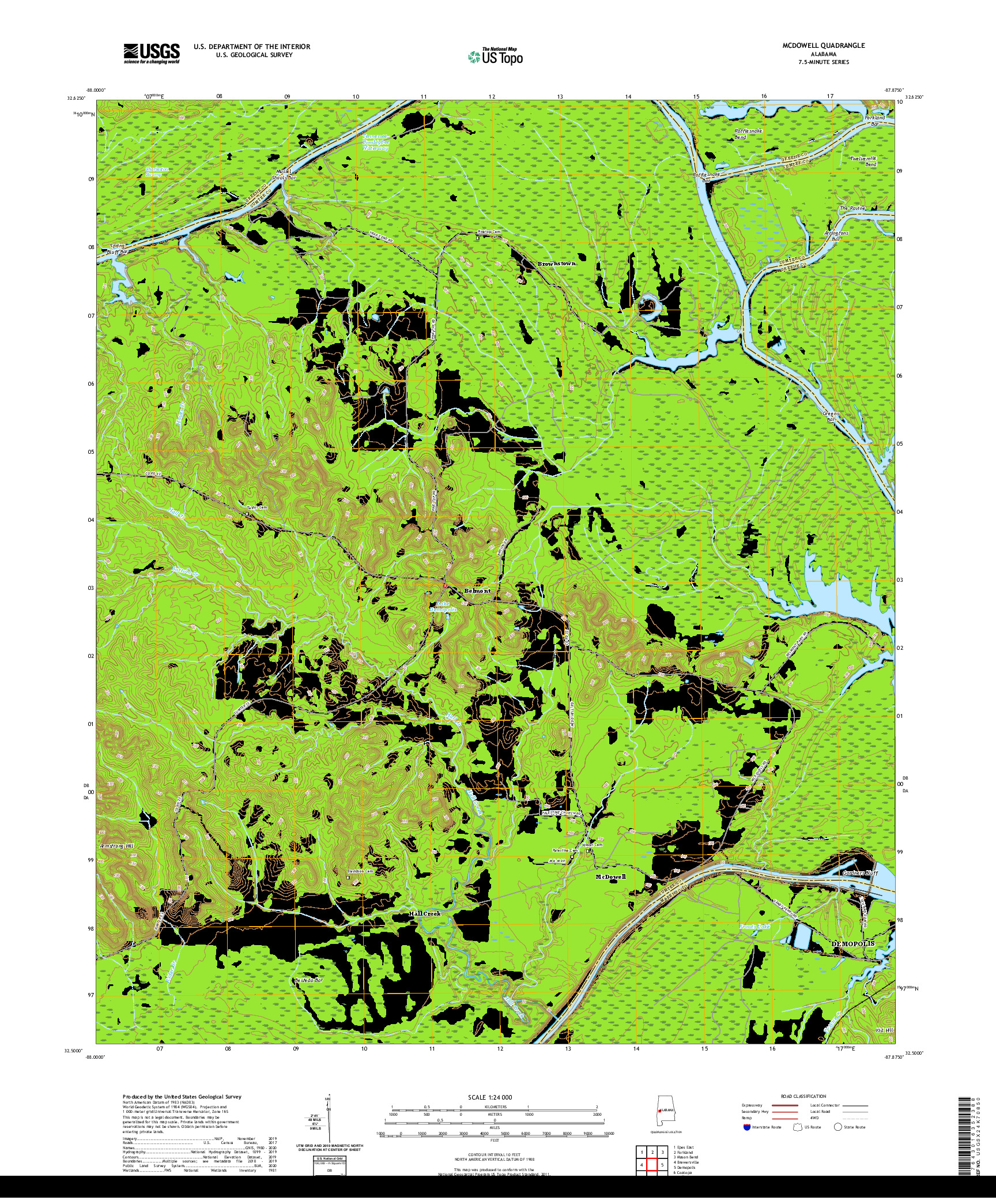 USGS US TOPO 7.5-MINUTE MAP FOR MCDOWELL, AL 2020