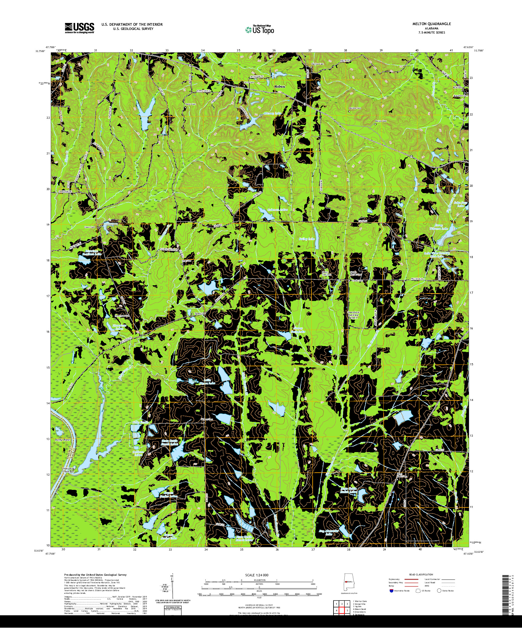 USGS US TOPO 7.5-MINUTE MAP FOR MELTON, AL 2020