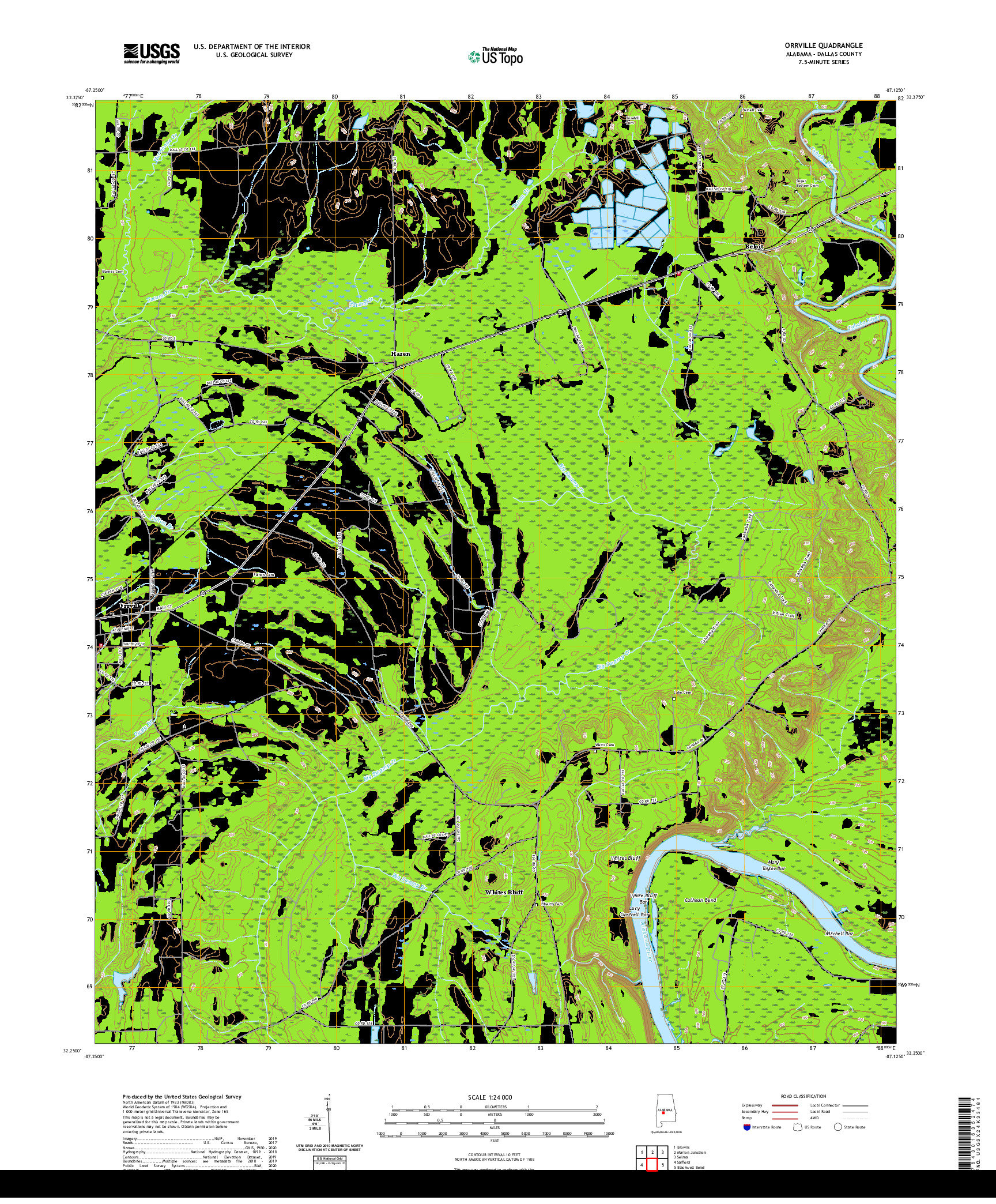 USGS US TOPO 7.5-MINUTE MAP FOR ORRVILLE, AL 2020