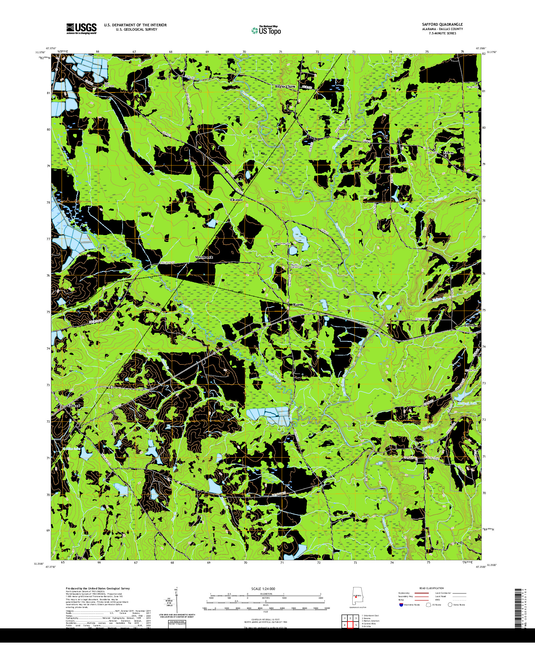USGS US TOPO 7.5-MINUTE MAP FOR SAFFORD, AL 2020