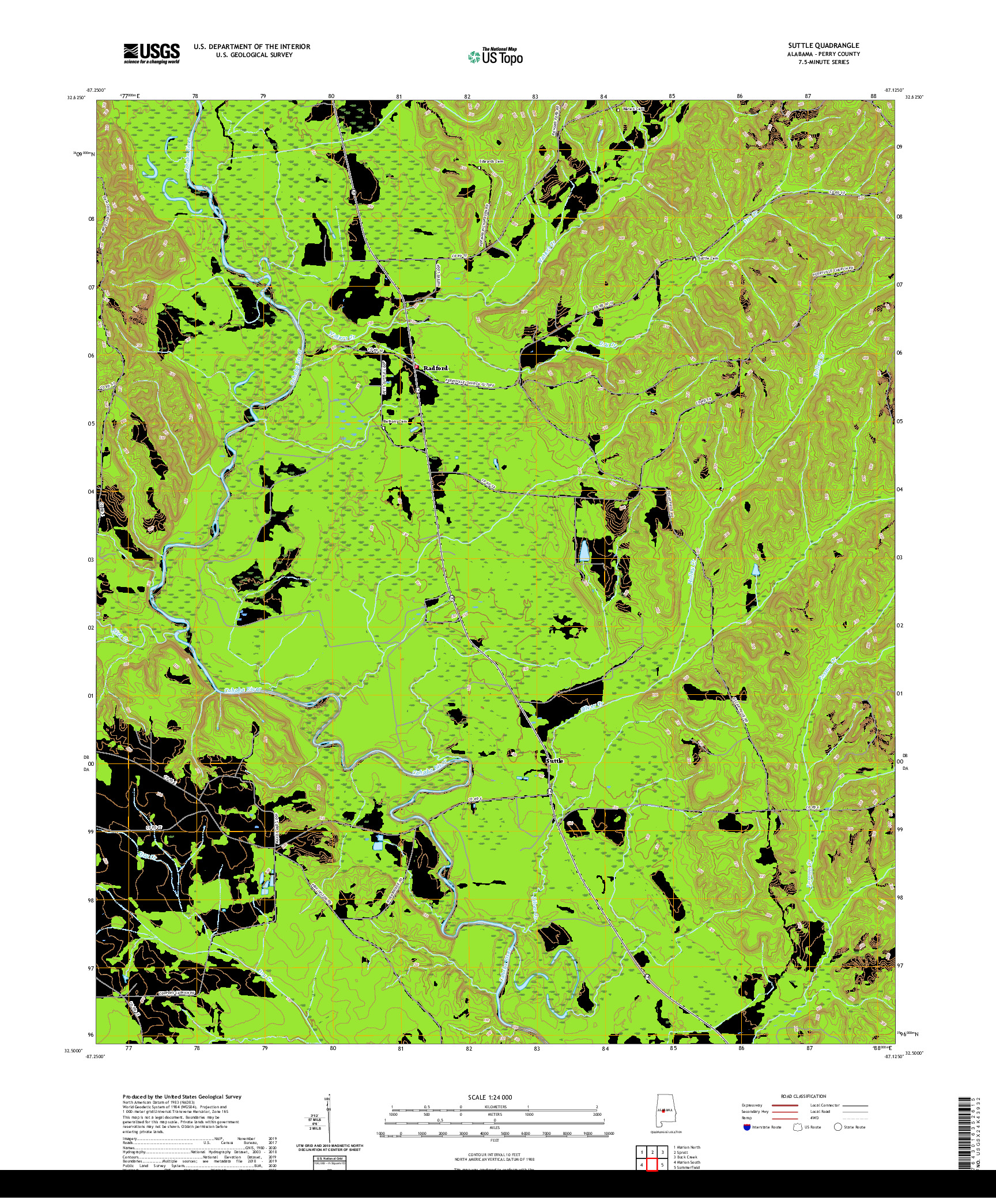 USGS US TOPO 7.5-MINUTE MAP FOR SUTTLE, AL 2020