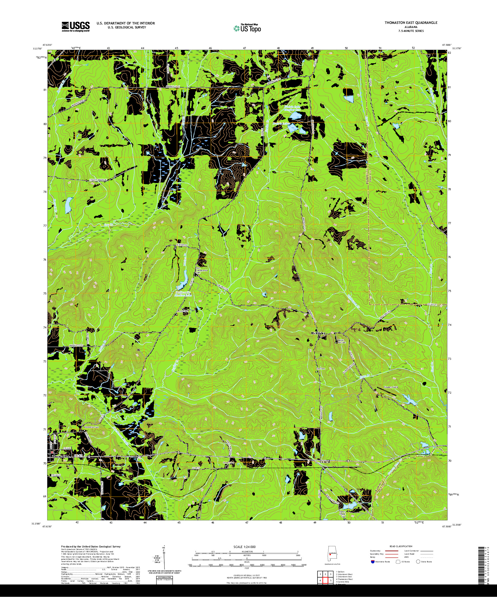 USGS US TOPO 7.5-MINUTE MAP FOR THOMASTON EAST, AL 2020