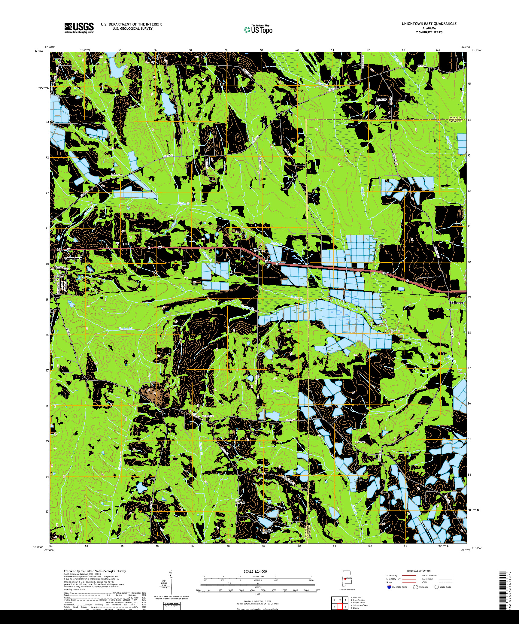 USGS US TOPO 7.5-MINUTE MAP FOR UNIONTOWN EAST, AL 2020