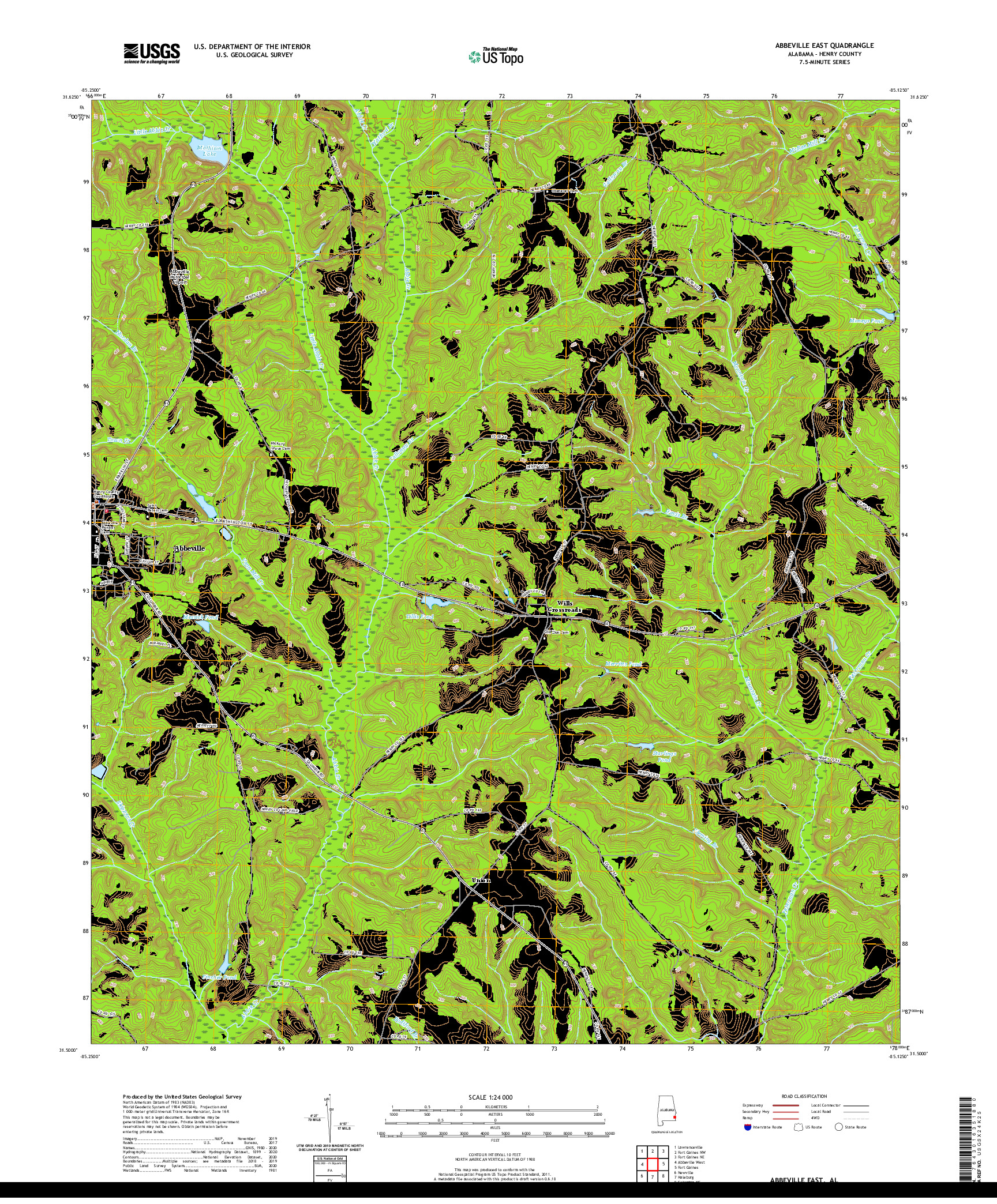 USGS US TOPO 7.5-MINUTE MAP FOR ABBEVILLE EAST, AL 2020