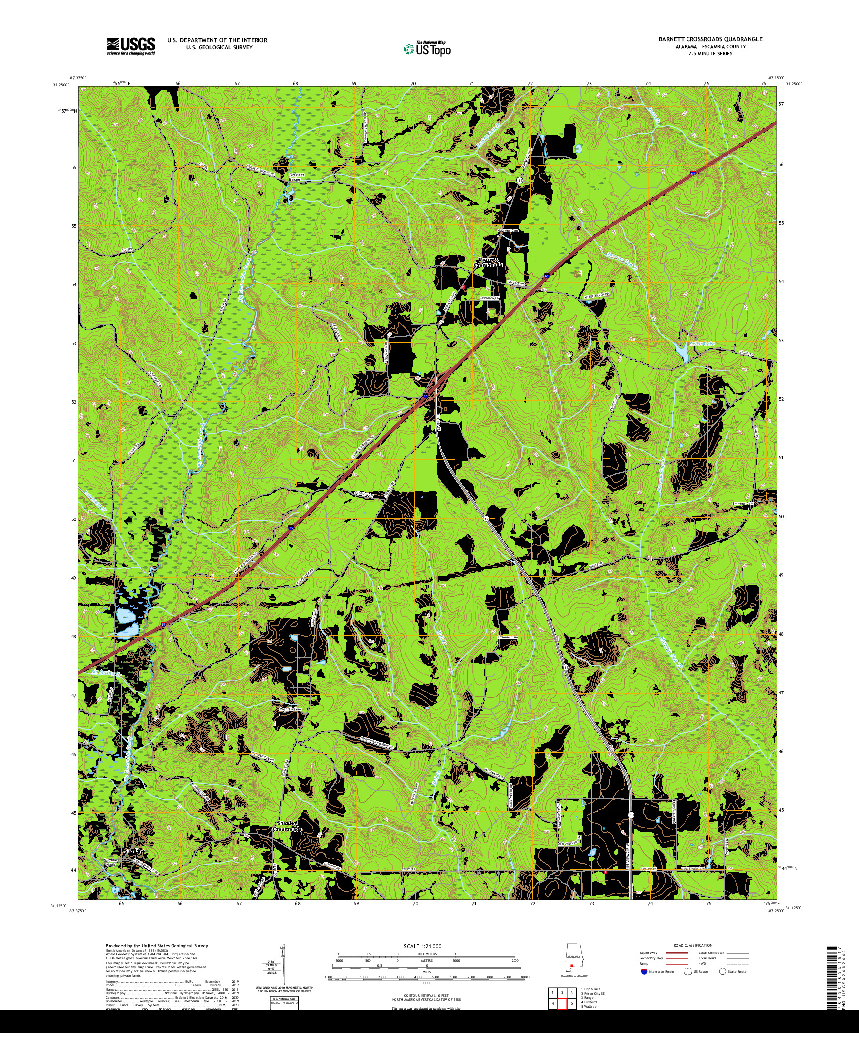 USGS US TOPO 7.5-MINUTE MAP FOR BARNETT CROSSROADS, AL 2020
