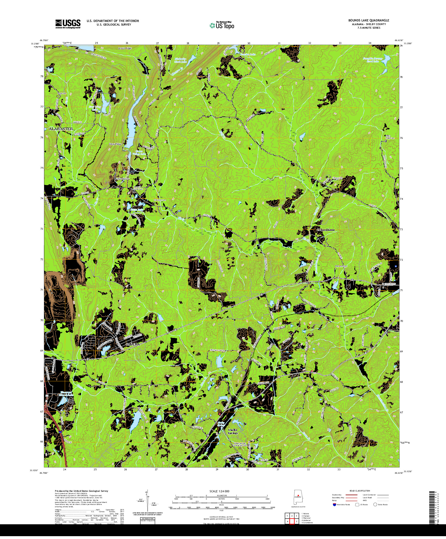 USGS US TOPO 7.5-MINUTE MAP FOR BOUNDS LAKE, AL 2020