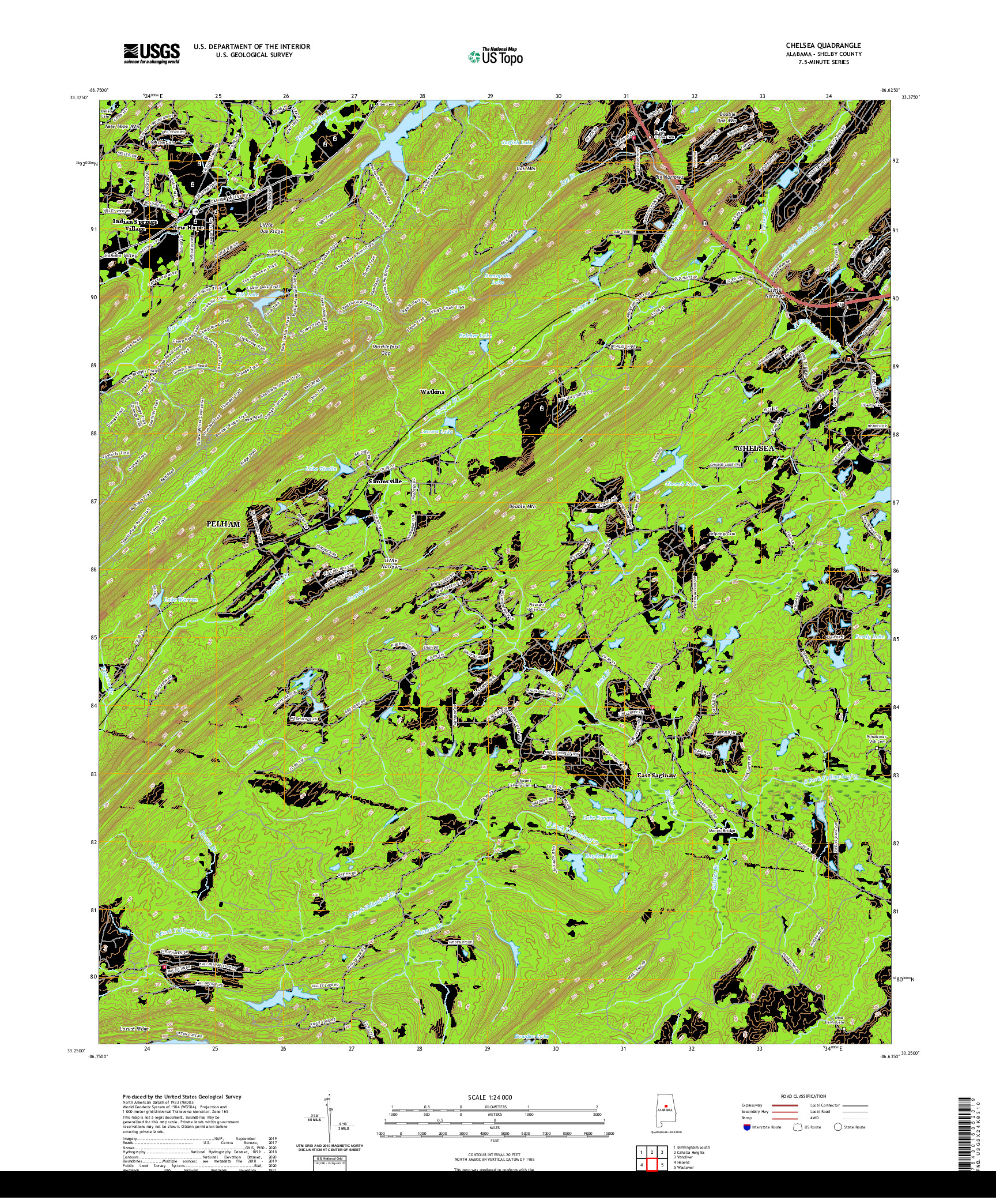 USGS US TOPO 7.5-MINUTE MAP FOR CHELSEA, AL 2020