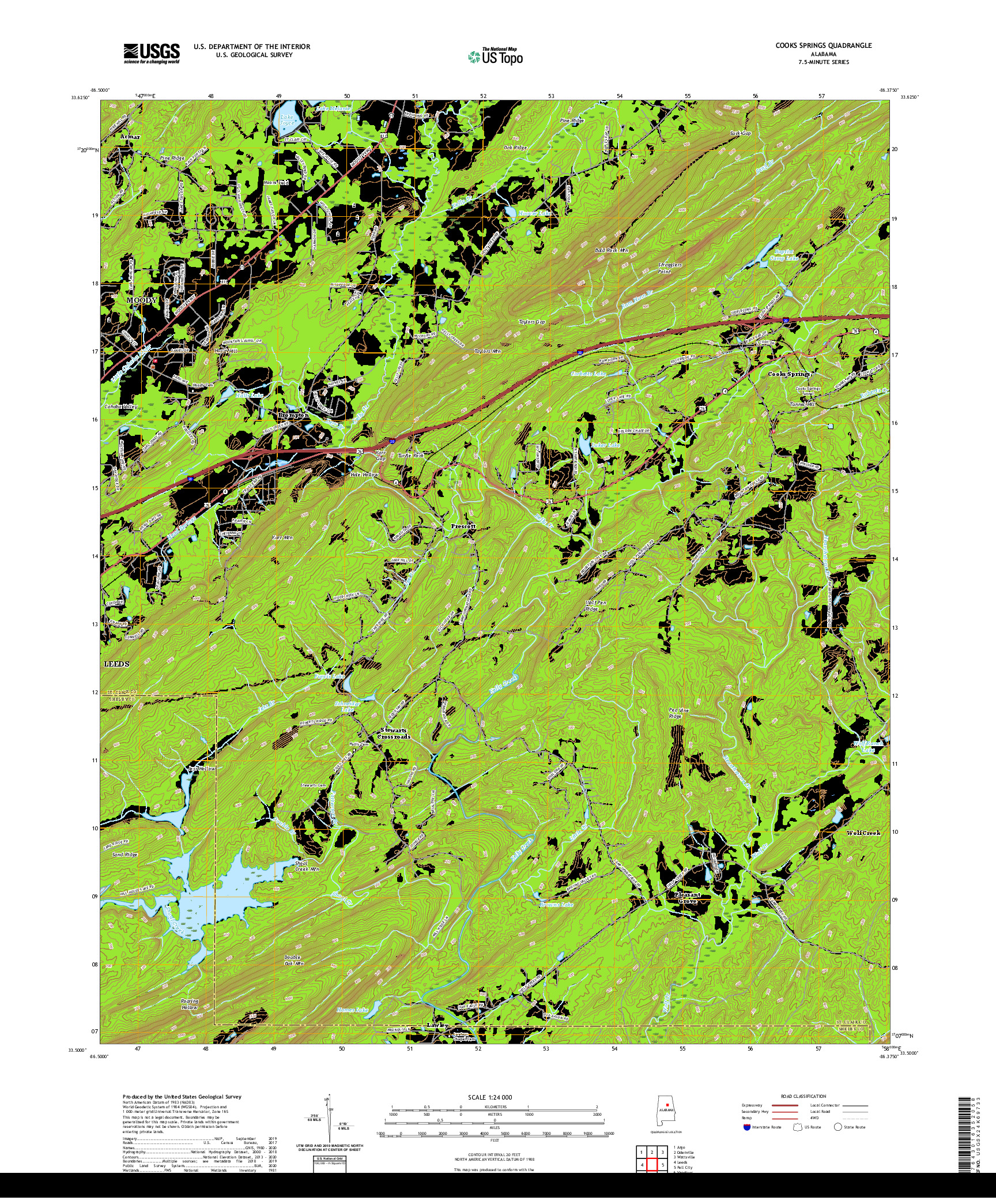 USGS US TOPO 7.5-MINUTE MAP FOR COOKS SPRINGS, AL 2020
