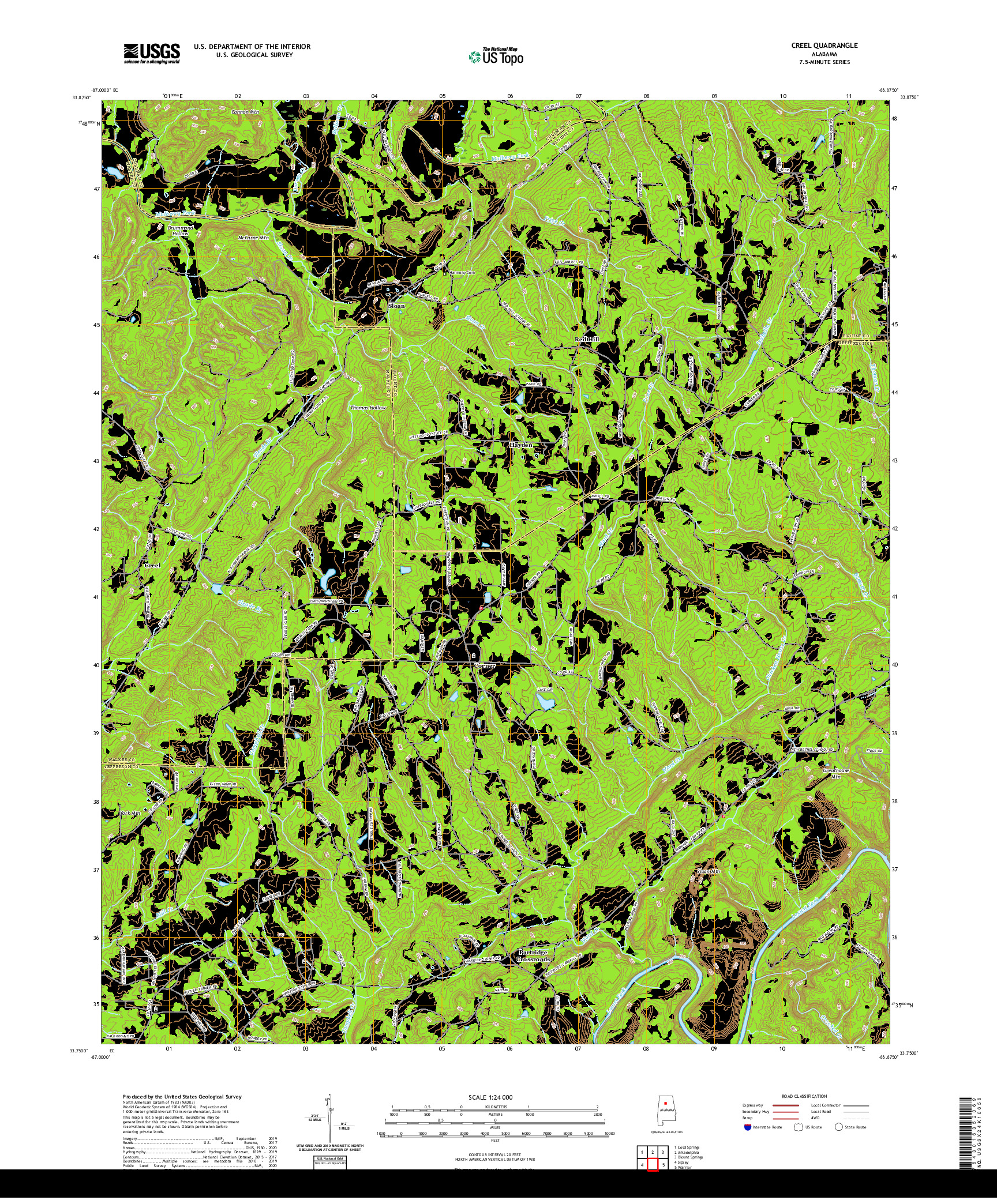 USGS US TOPO 7.5-MINUTE MAP FOR CREEL, AL 2020