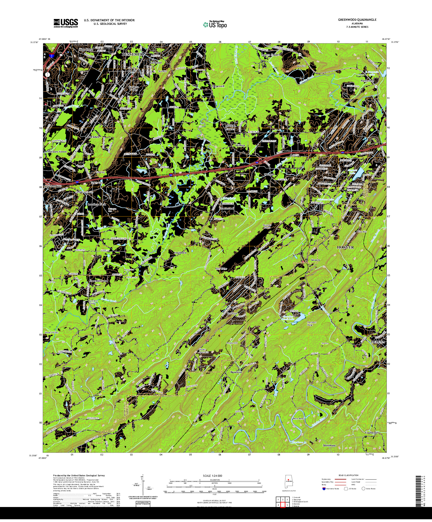 USGS US TOPO 7.5-MINUTE MAP FOR GREENWOOD, AL 2020