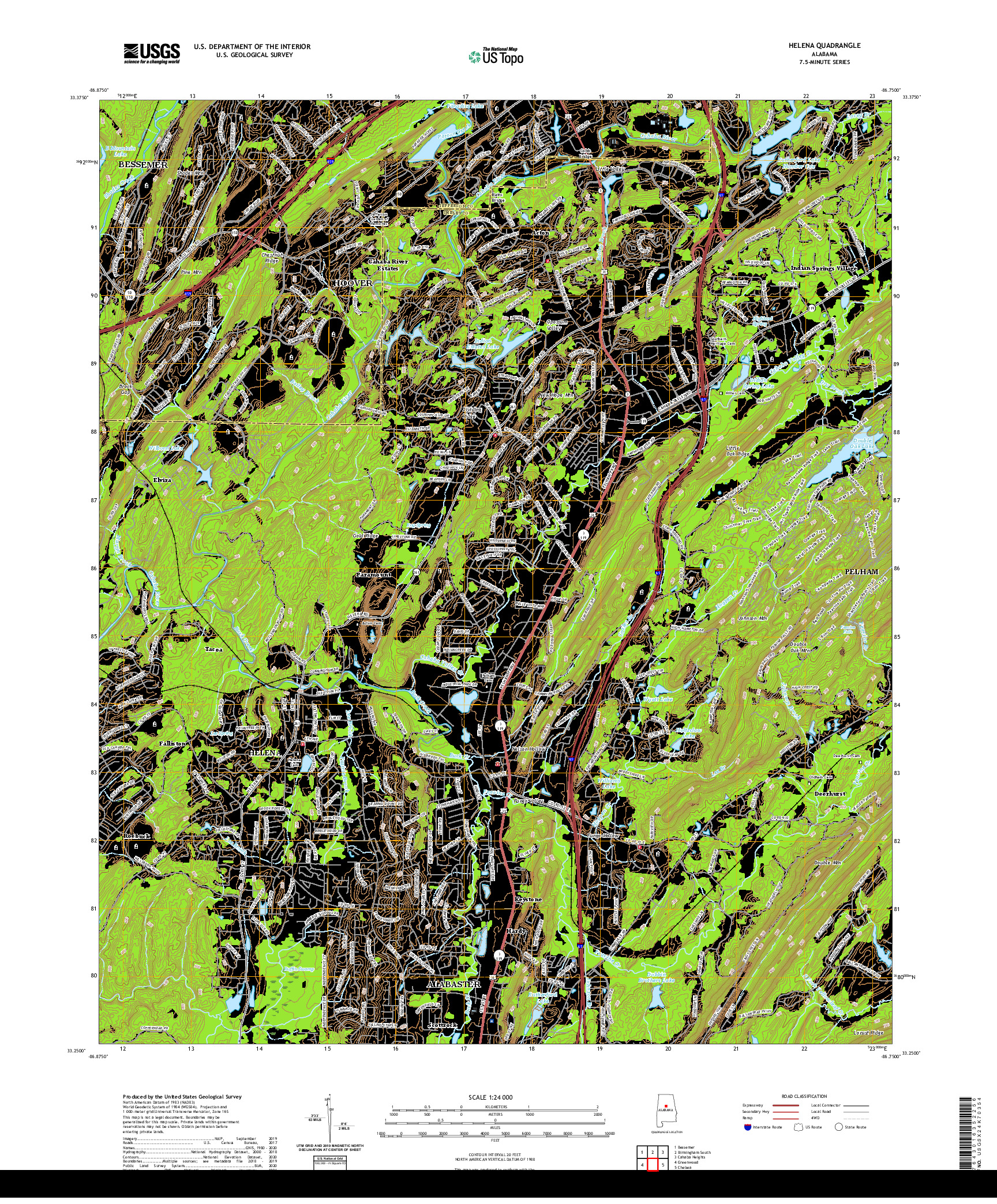 USGS US TOPO 7.5-MINUTE MAP FOR HELENA, AL 2020