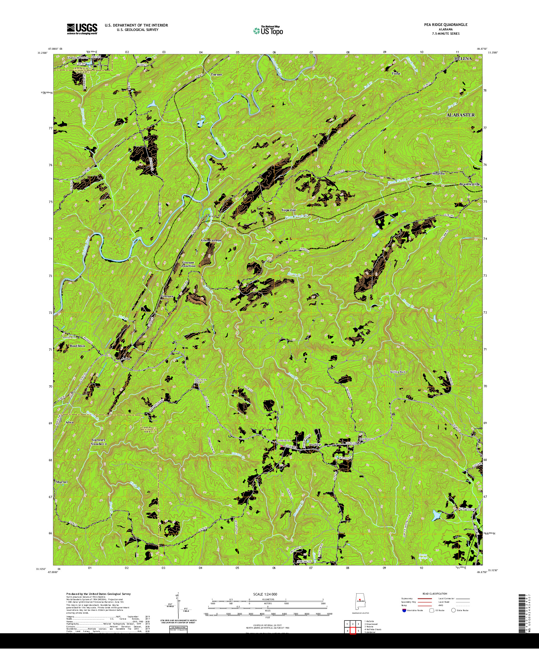 USGS US TOPO 7.5-MINUTE MAP FOR PEA RIDGE, AL 2020