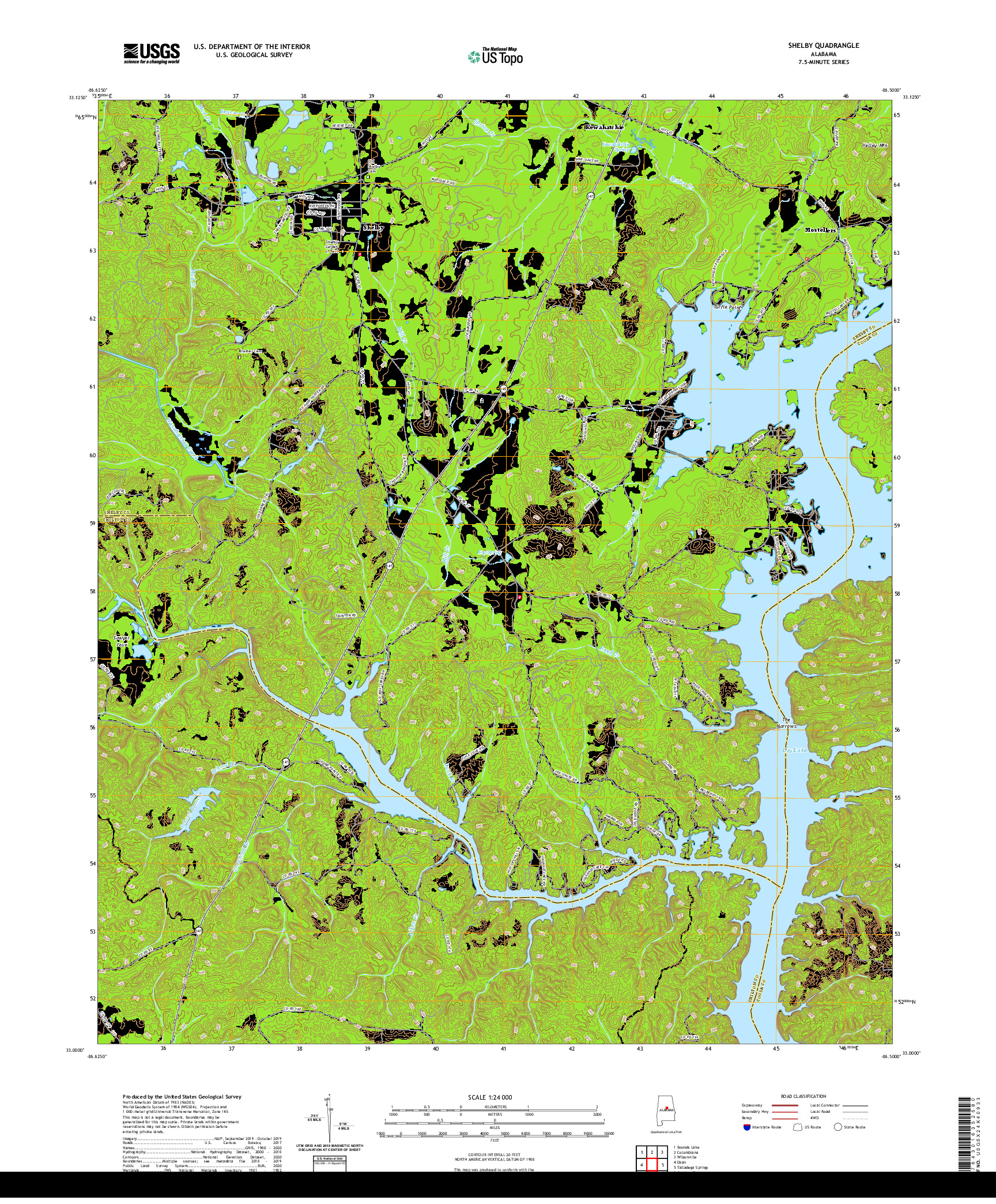 USGS US TOPO 7.5-MINUTE MAP FOR SHELBY, AL 2020