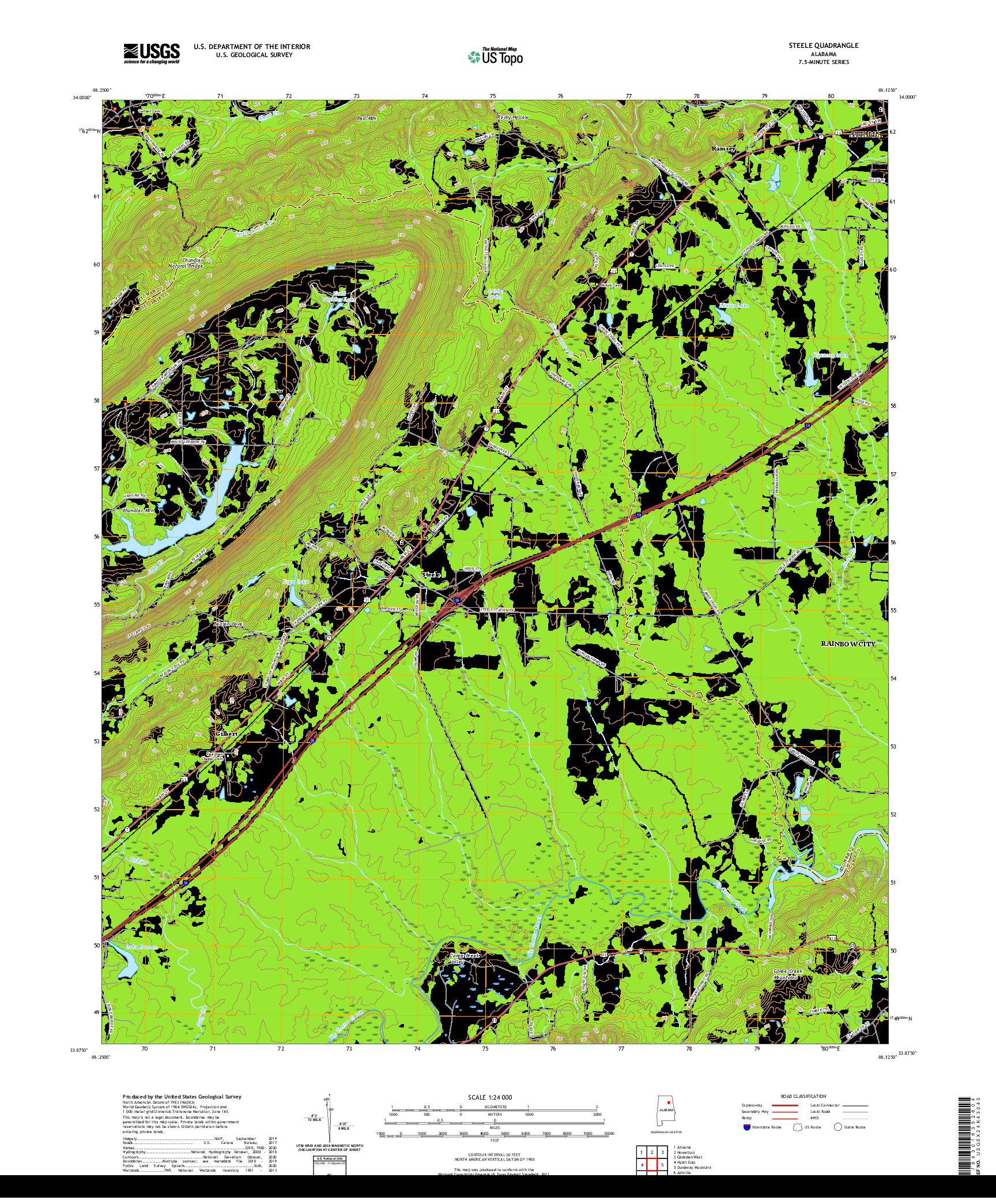 USGS US TOPO 7.5-MINUTE MAP FOR STEELE, AL 2020