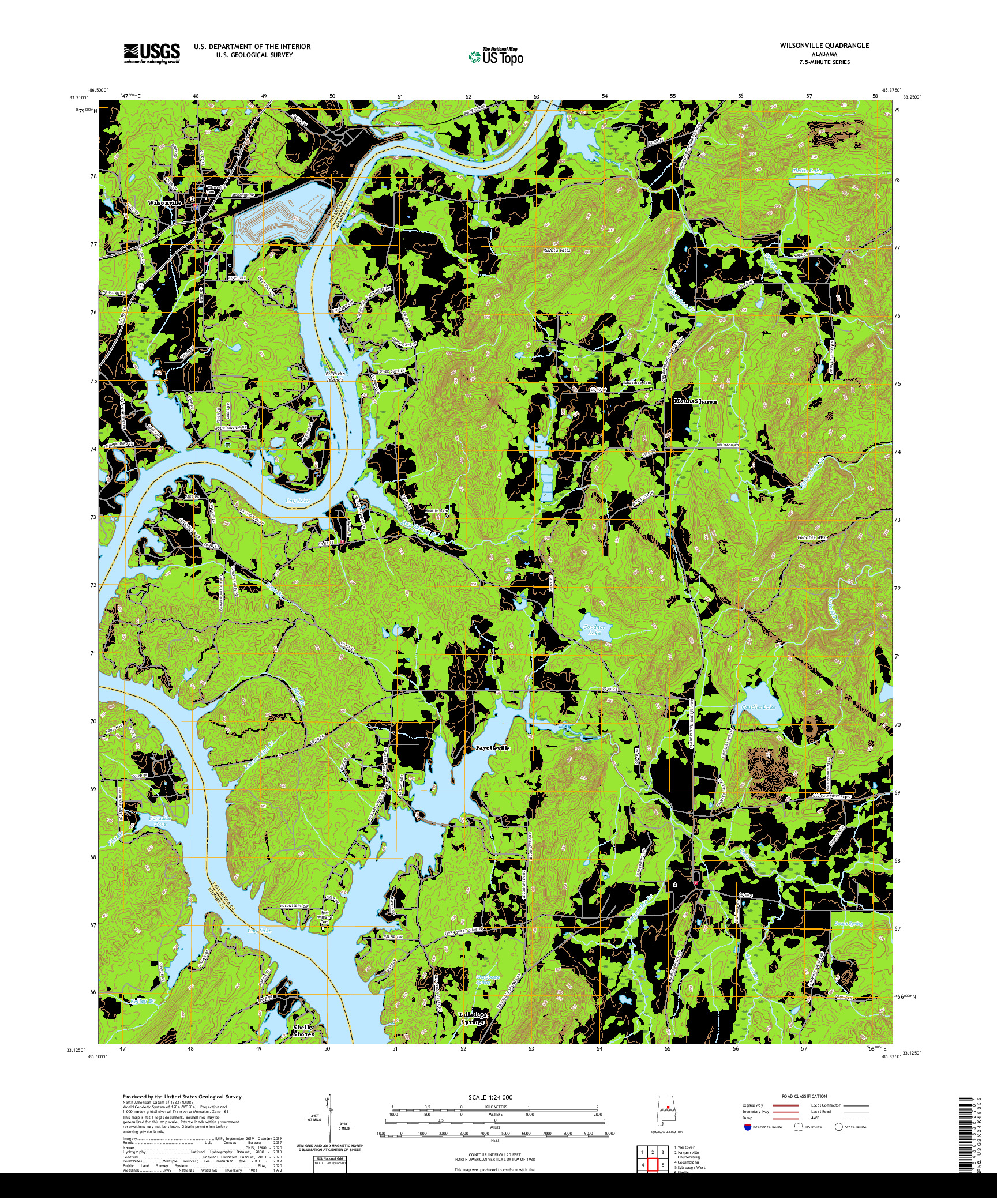 USGS US TOPO 7.5-MINUTE MAP FOR WILSONVILLE, AL 2020