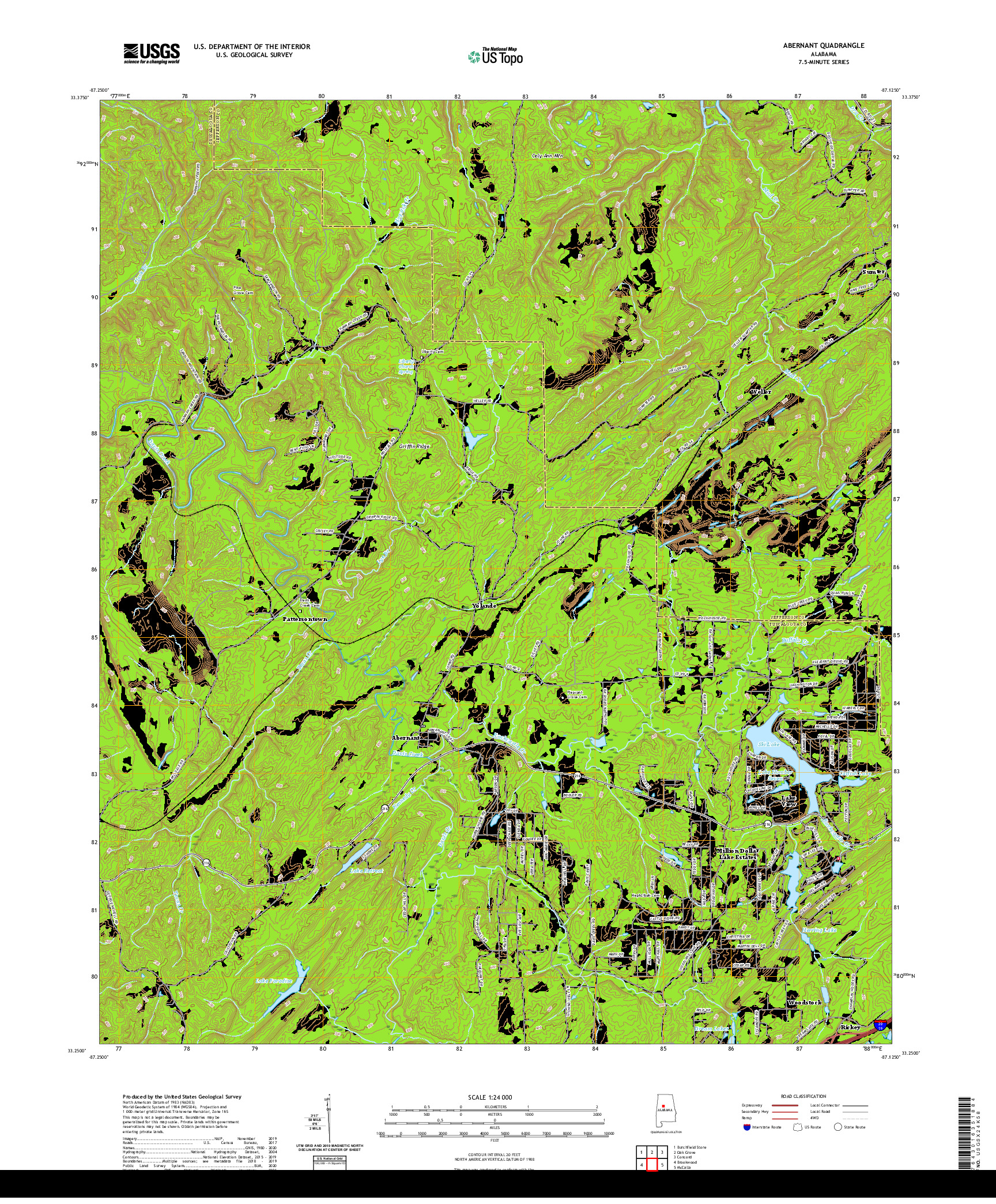 USGS US TOPO 7.5-MINUTE MAP FOR ABERNANT, AL 2020
