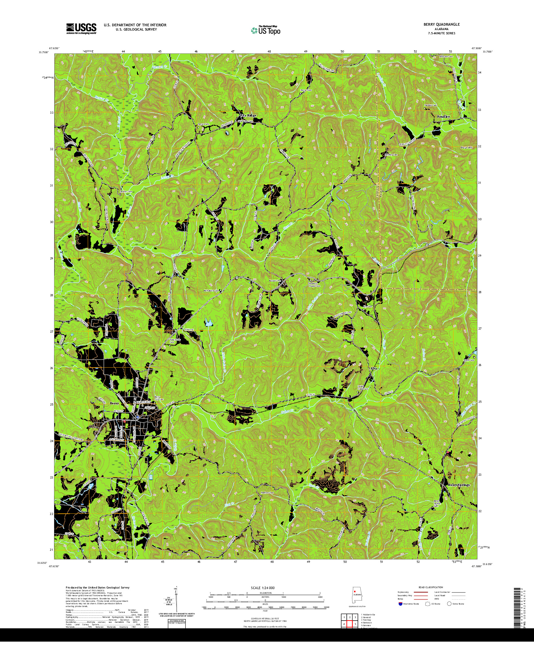 USGS US TOPO 7.5-MINUTE MAP FOR BERRY, AL 2020