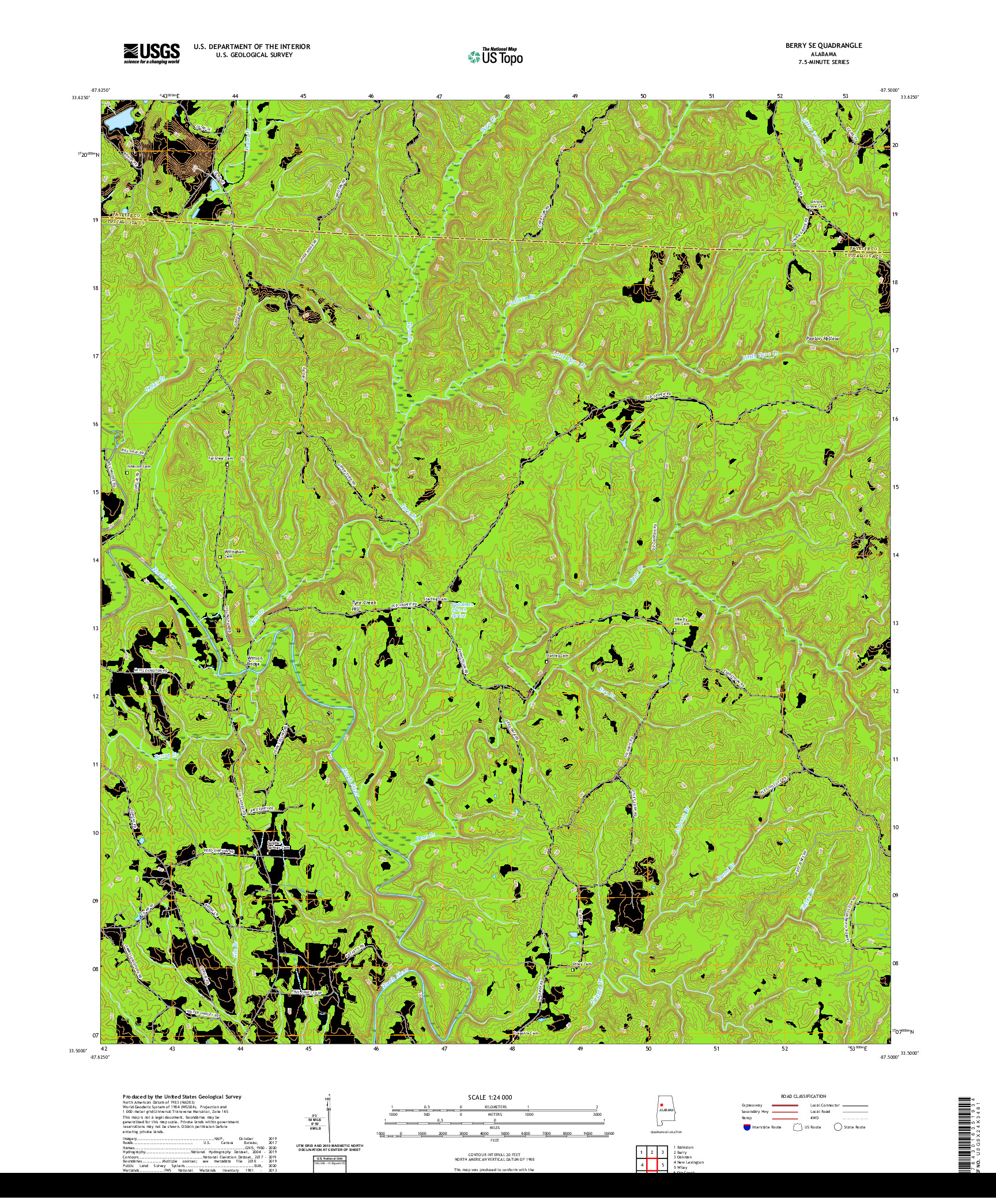 USGS US TOPO 7.5-MINUTE MAP FOR BERRY SE, AL 2020