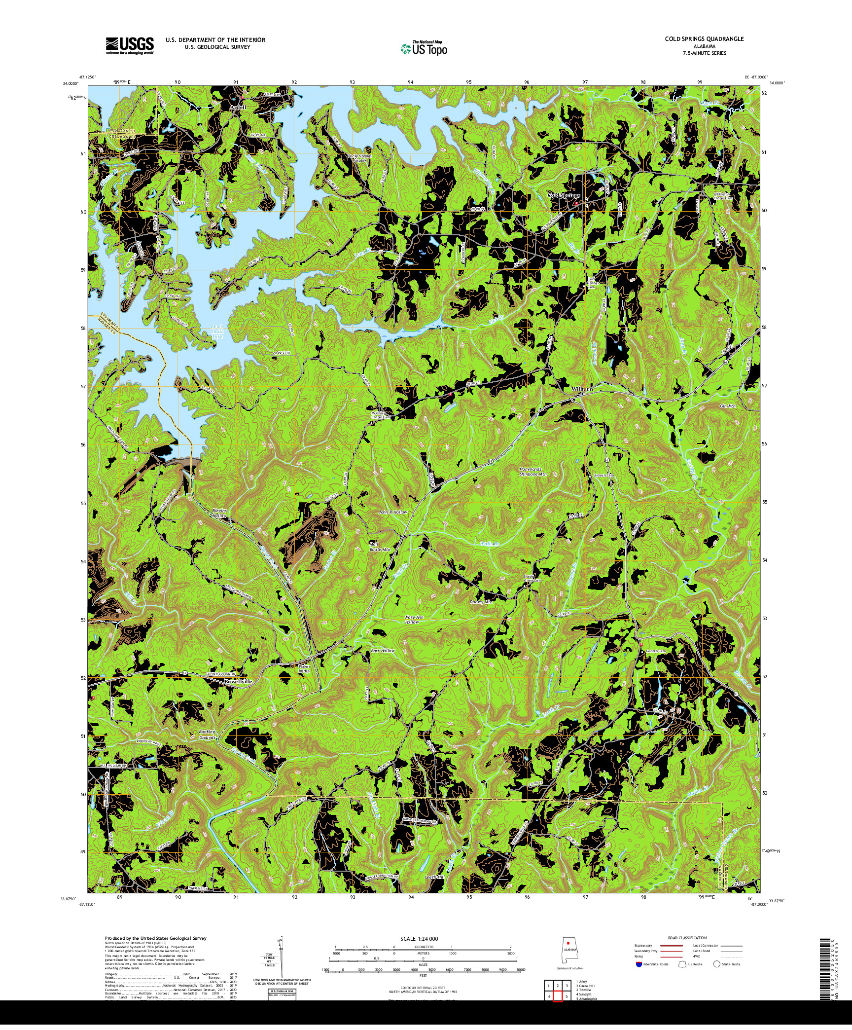 USGS US TOPO 7.5-MINUTE MAP FOR COLD SPRINGS, AL 2020