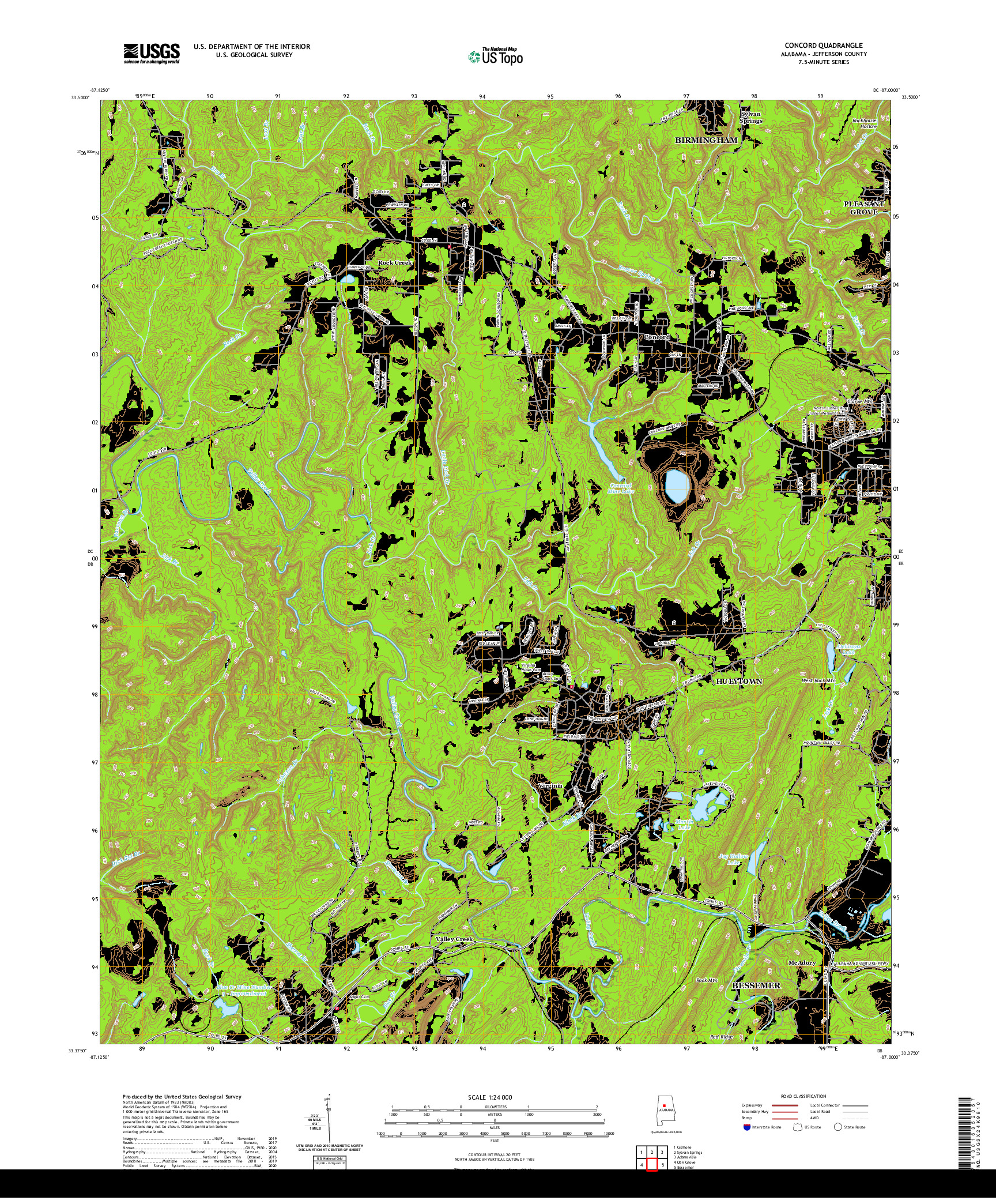 USGS US TOPO 7.5-MINUTE MAP FOR CONCORD, AL 2020