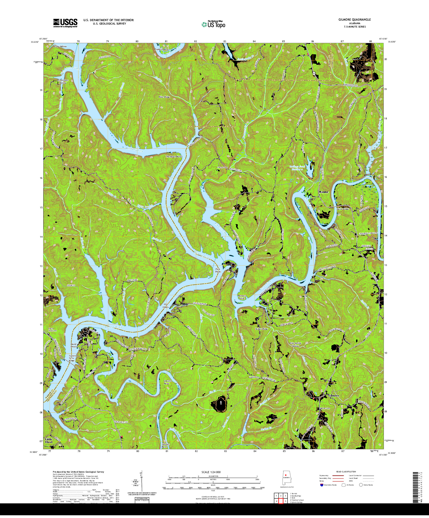 USGS US TOPO 7.5-MINUTE MAP FOR GILMORE, AL 2020